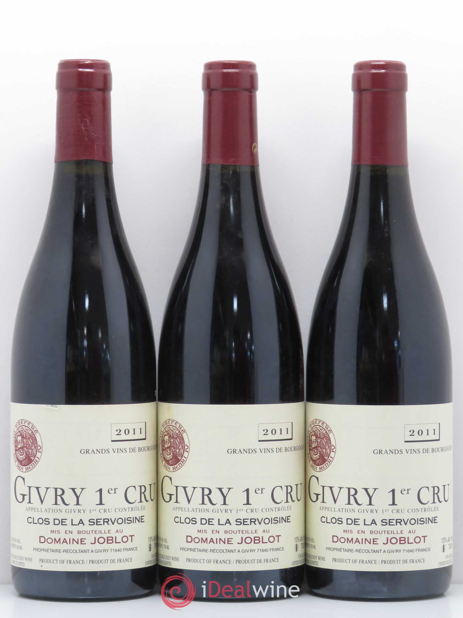 Givry 1er Cru Servoisine Joblot (Domaine) 2011 - Lot de 3 bouteilles - 0