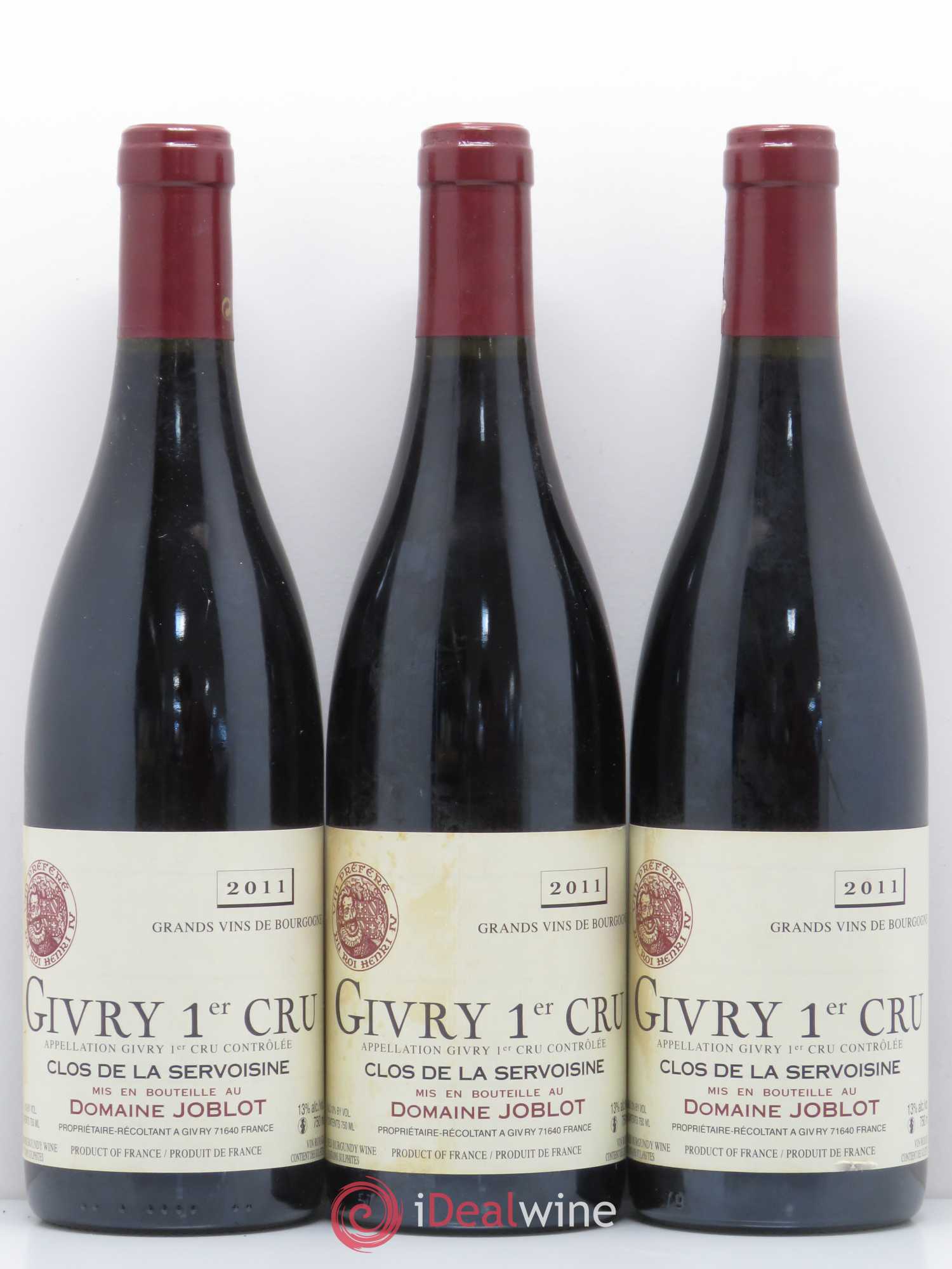 Givry 1er Cru Servoisine Joblot (Domaine) 2011 - Lot de 3 bouteilles - 0