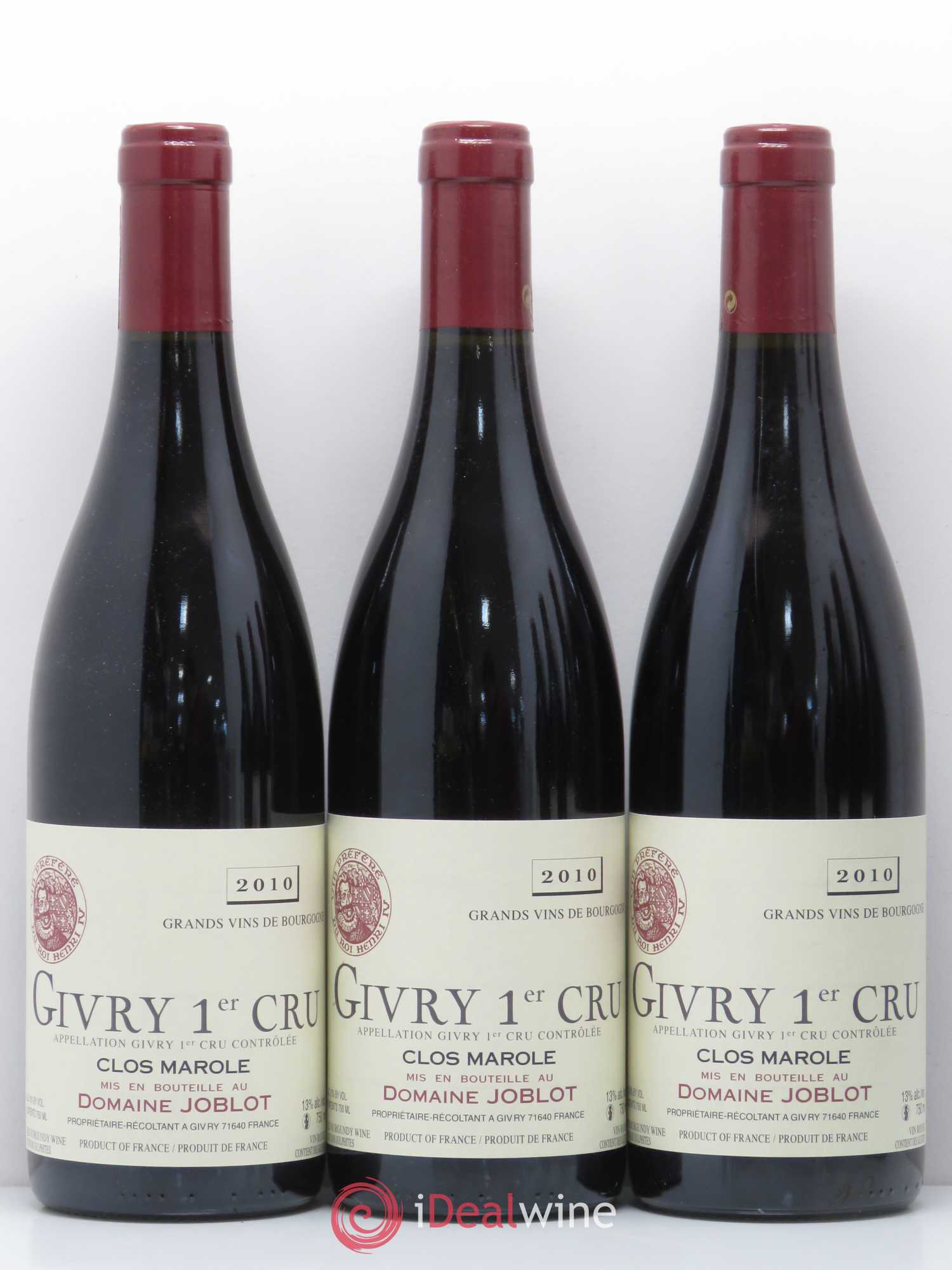 Givry 1er Cru Clos Marole Joblot (Domaine) 2010 - Lot de 6 bouteilles - 1