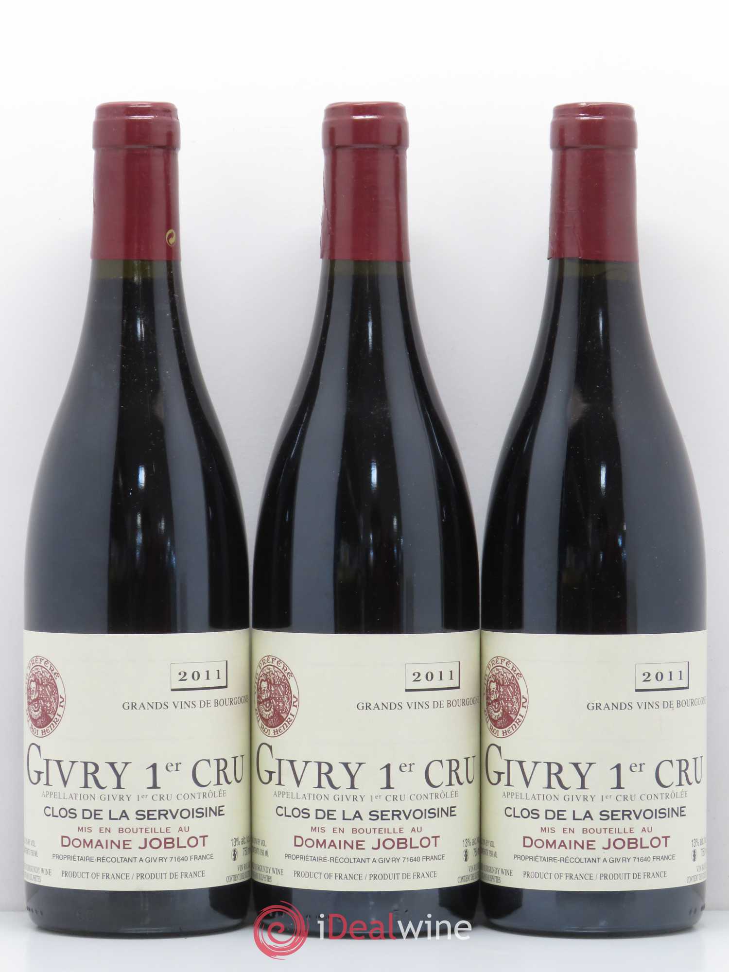 Givry 1er Cru Servoisine Joblot (Domaine) 2011 - Lot de 3 bouteilles - 0
