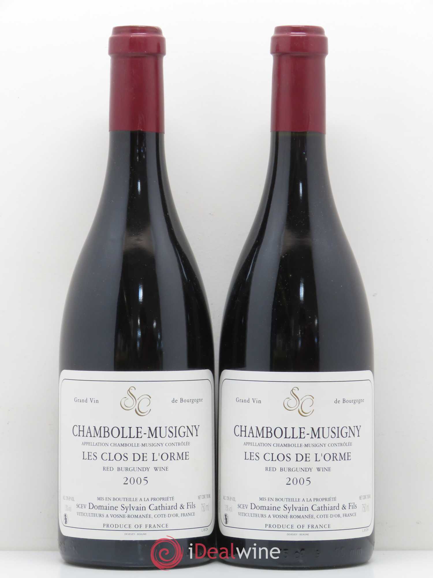 Chambolle-Musigny Les Clos de l'Orme Sylvain Cathiard & Fils 2005 - Lot de 2 bouteilles - 0