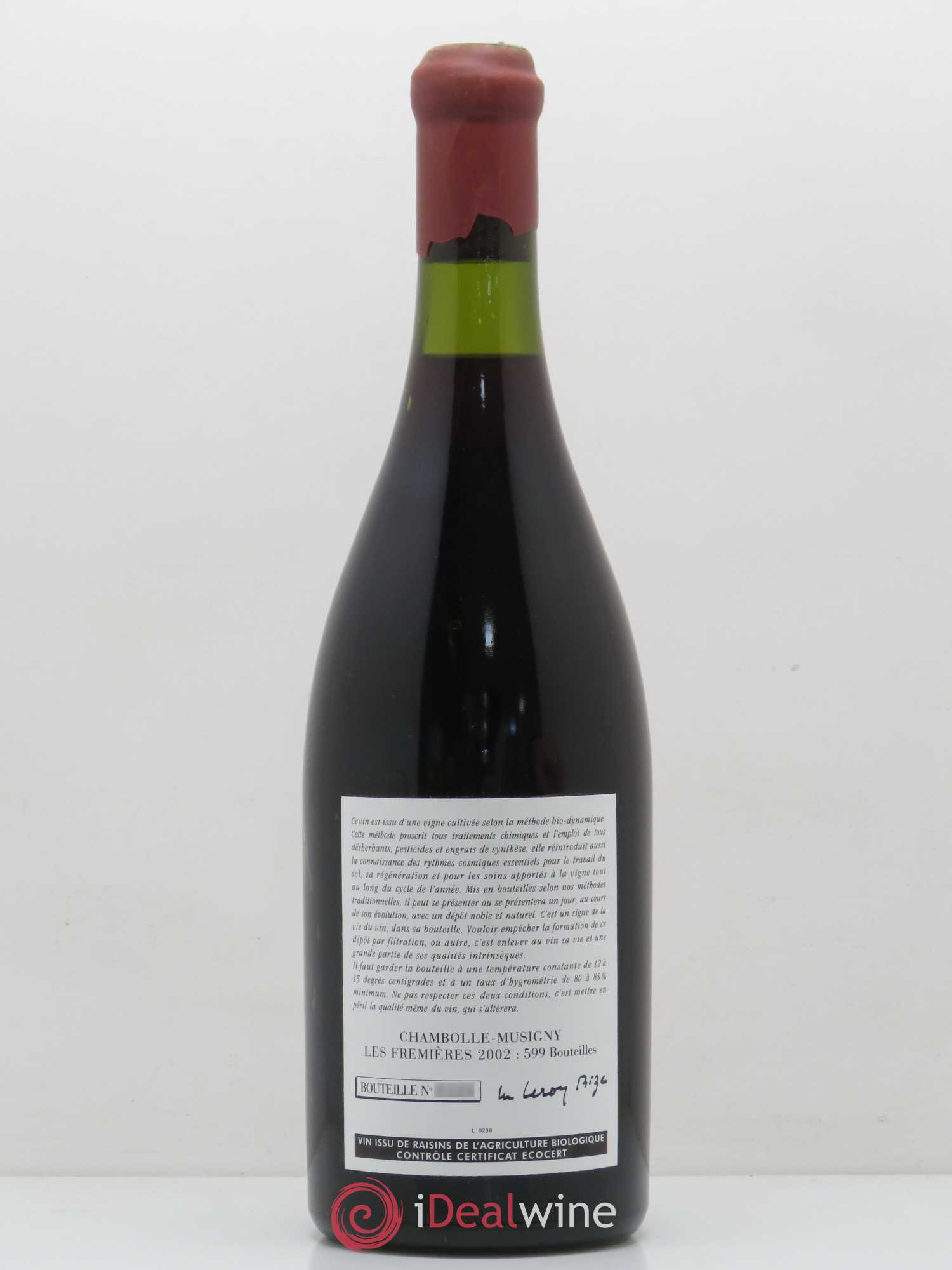 Chambolle-Musigny Les Fremières Leroy (Domaine) 2002 - Lot de 1 bouteille - 1