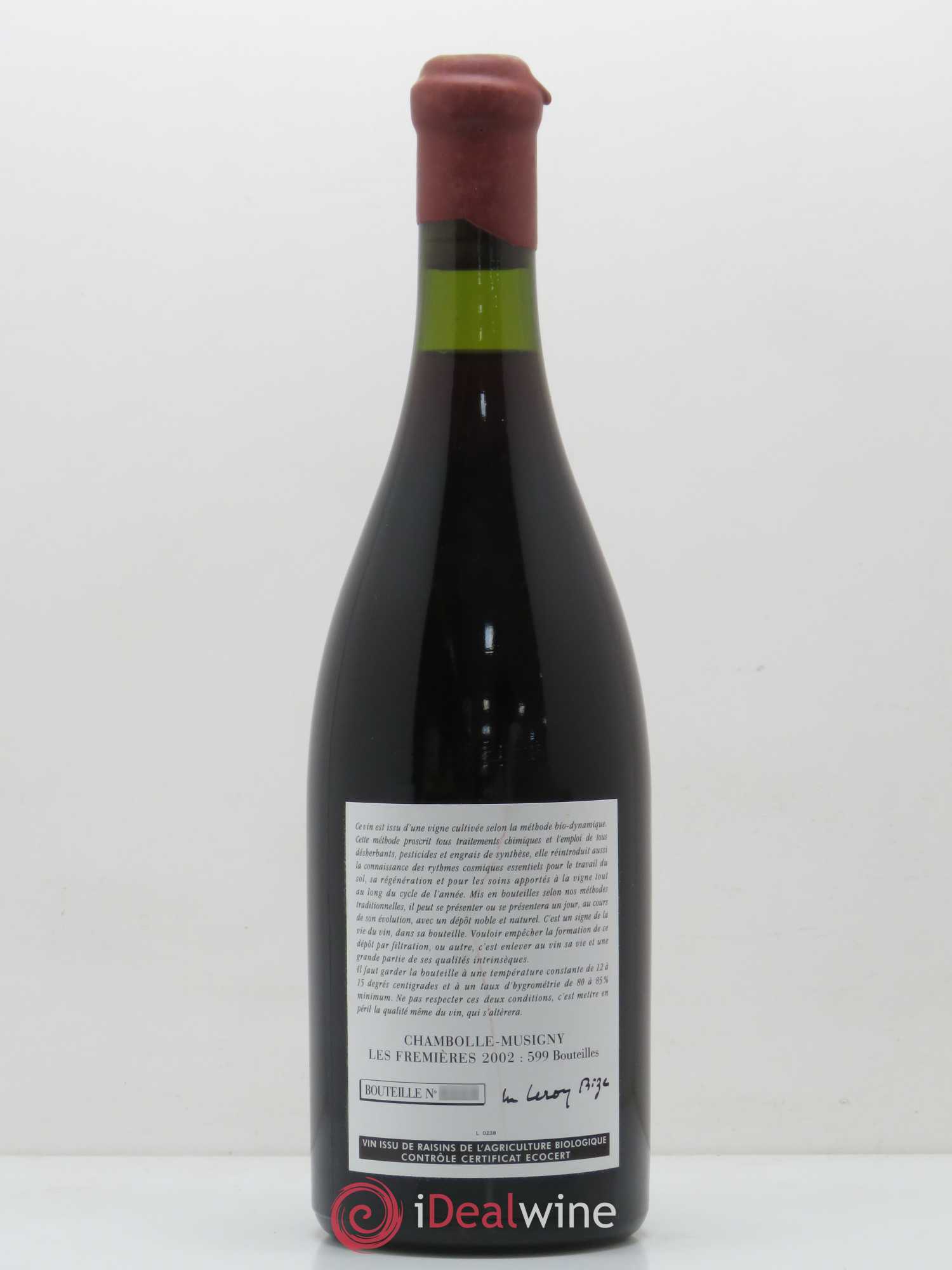 Chambolle-Musigny Les Fremières Leroy (Domaine) 2002 - Lot de 1 bouteille - 1