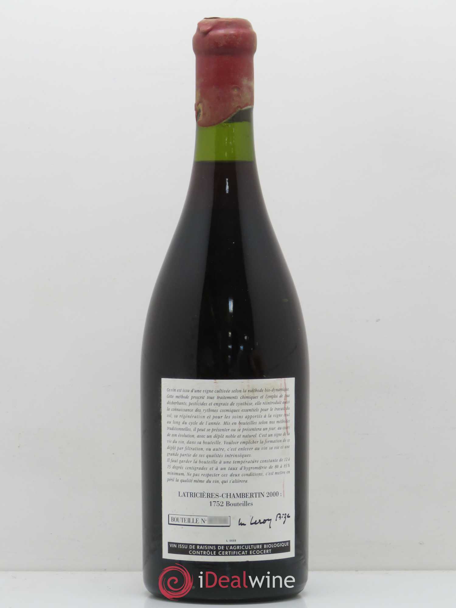 Latricières-Chambertin Grand Cru Leroy (Domaine) 2000 - Lot de 1 bouteille - 1
