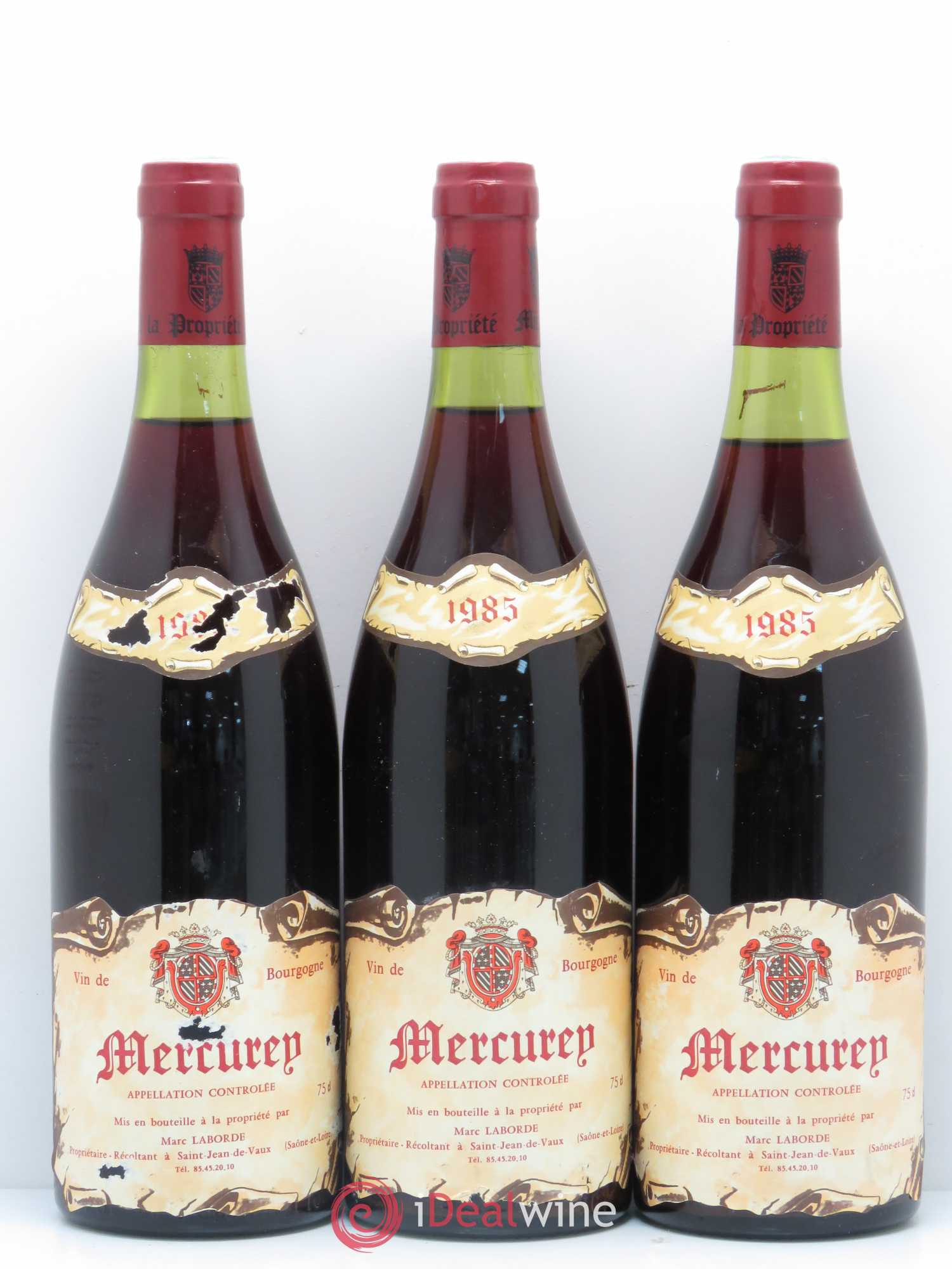 Mercurey Saint Jean de Vaux Marc Laborde 1985 - Lot of 3 bottles - 0