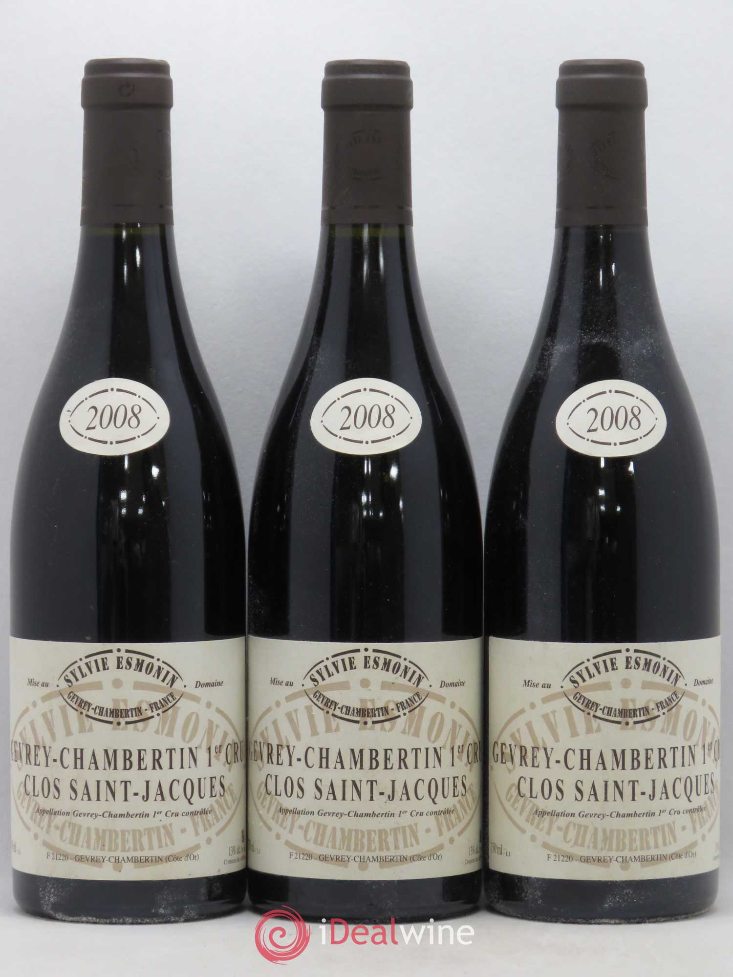 Gevrey-Chambertin 1er Cru Clos Saint Jacques Sylvie Esmonin 2008 - Lot de 3 bouteilles - 0