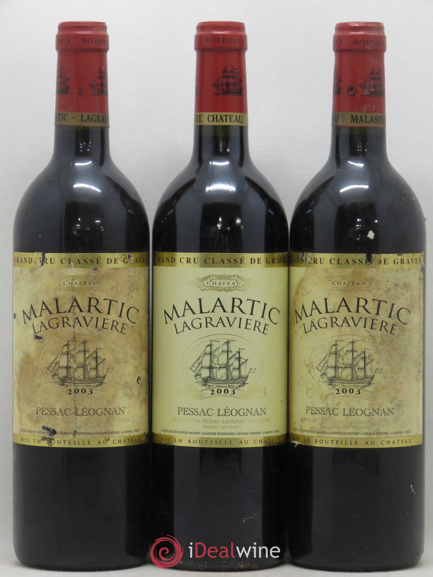 Château Malartic-Lagravière Cru Classé de Graves 2003 - Lot de 3 bouteilles - 0
