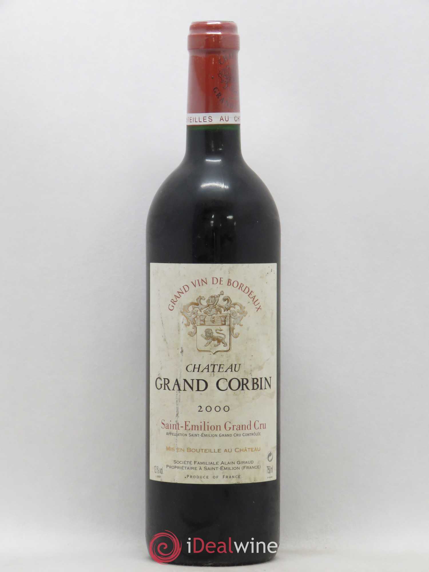 Château Grand Corbin Grand Cru Classé 2000 - Lot de 1 bouteille - 0