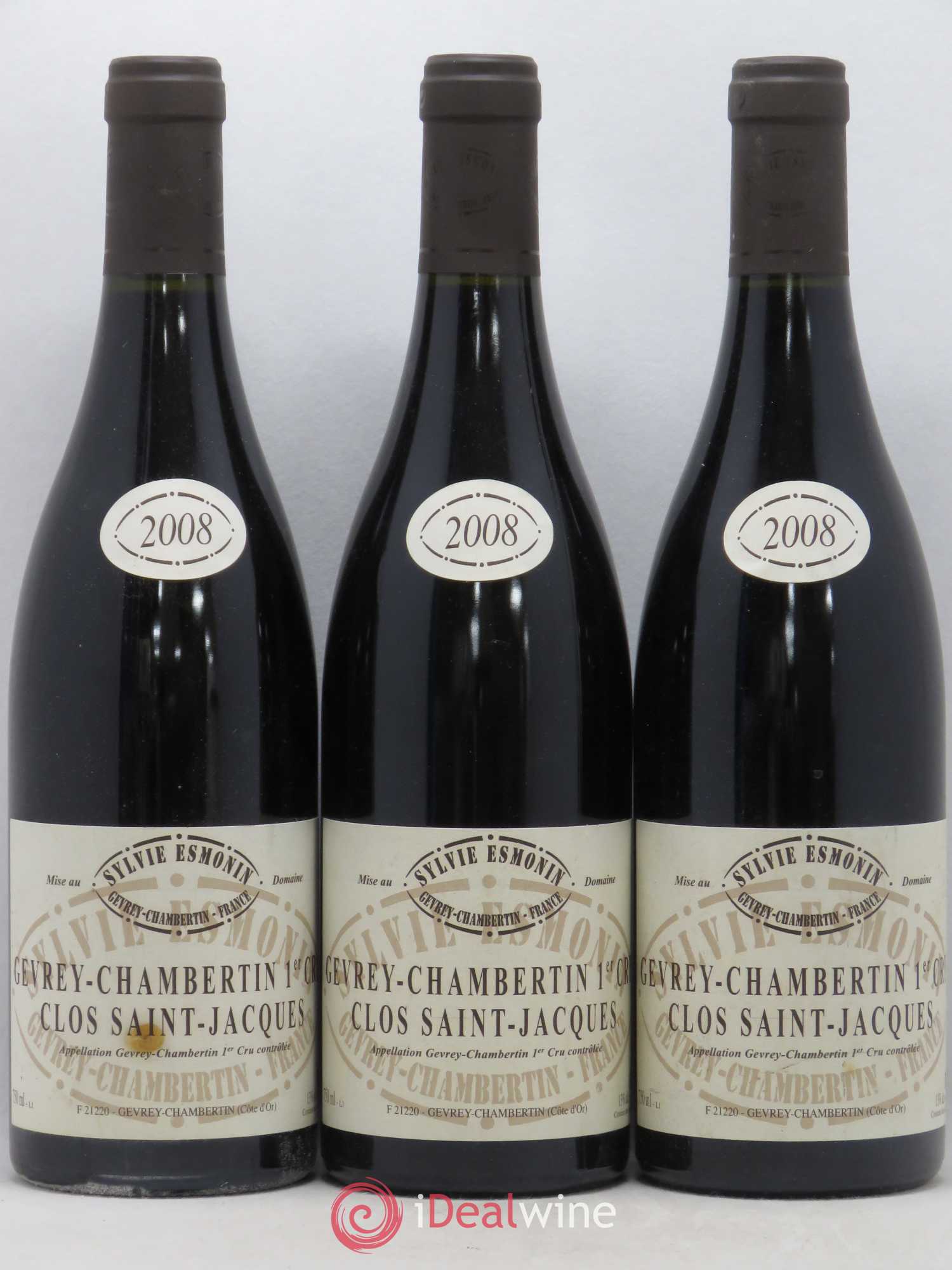 Gevrey-Chambertin 1er Cru Clos Saint Jacques Sylvie Esmonin 2008 - Lot de 3 bouteilles - 0