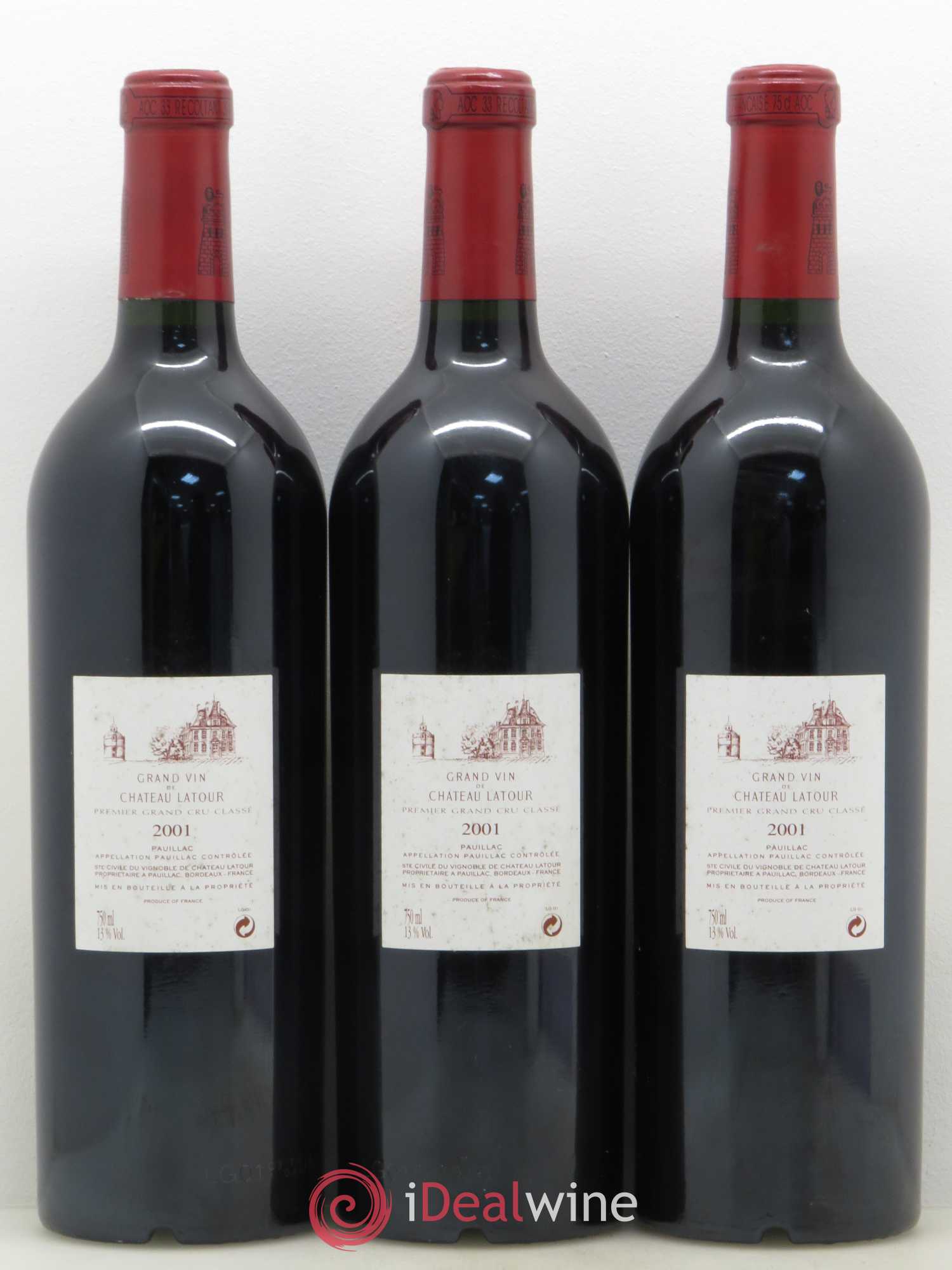 Château Latour 1er Grand Cru Classé 2001 - Lot de 3 bouteilles - 1