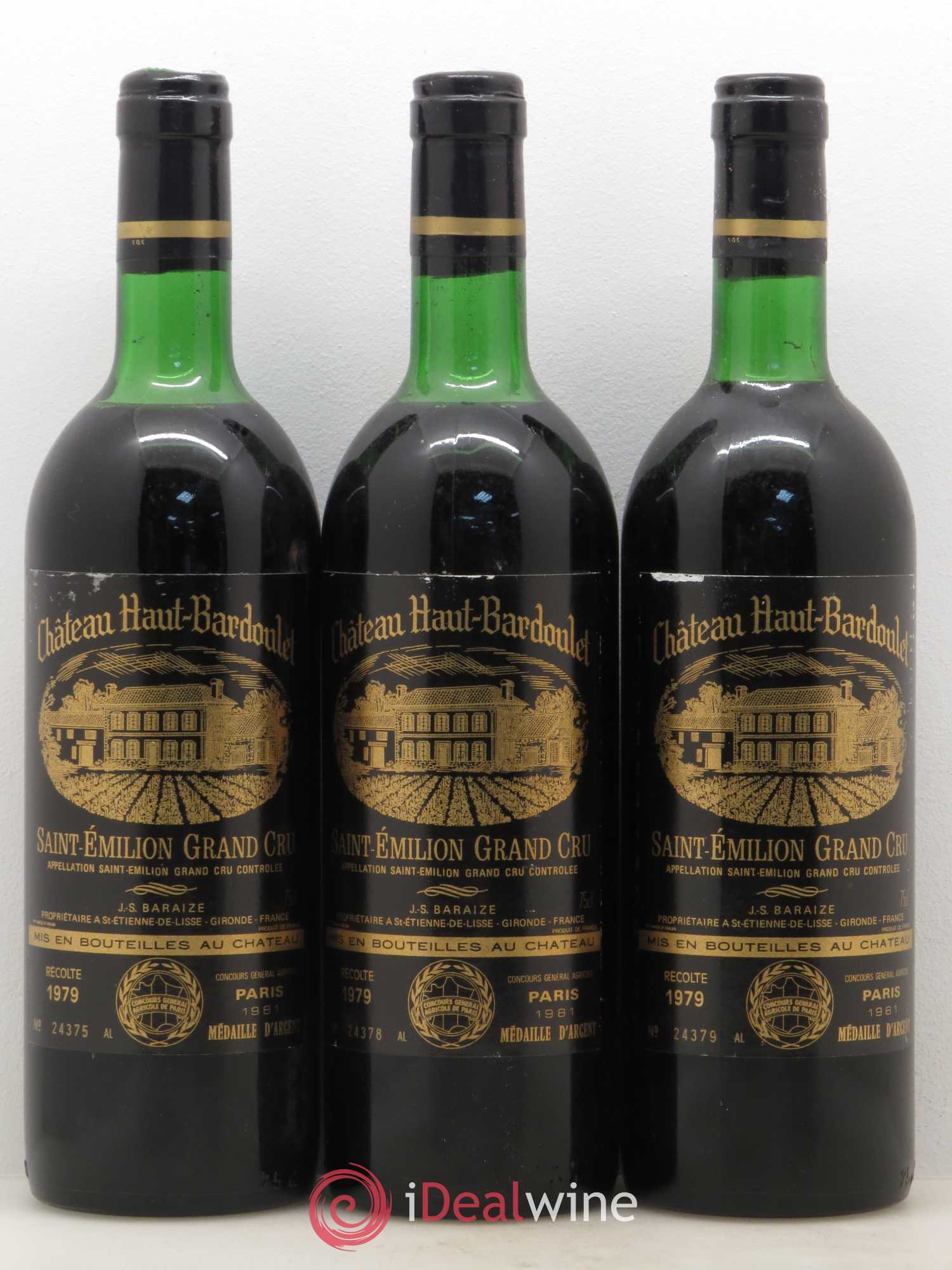 Saint-Émilion Château Haut Bardoulet 1979 - Posten von 3 Flaschen - 0