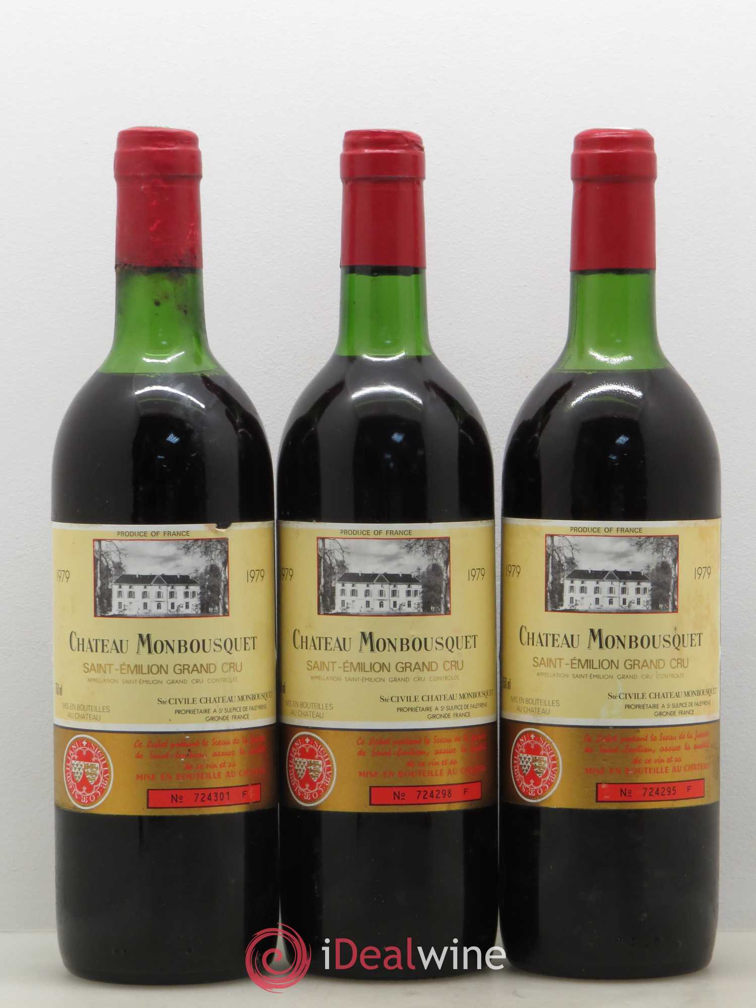 Château Monbousquet Grand Cru Classé 1979 - Lot de 3 bouteilles - 0