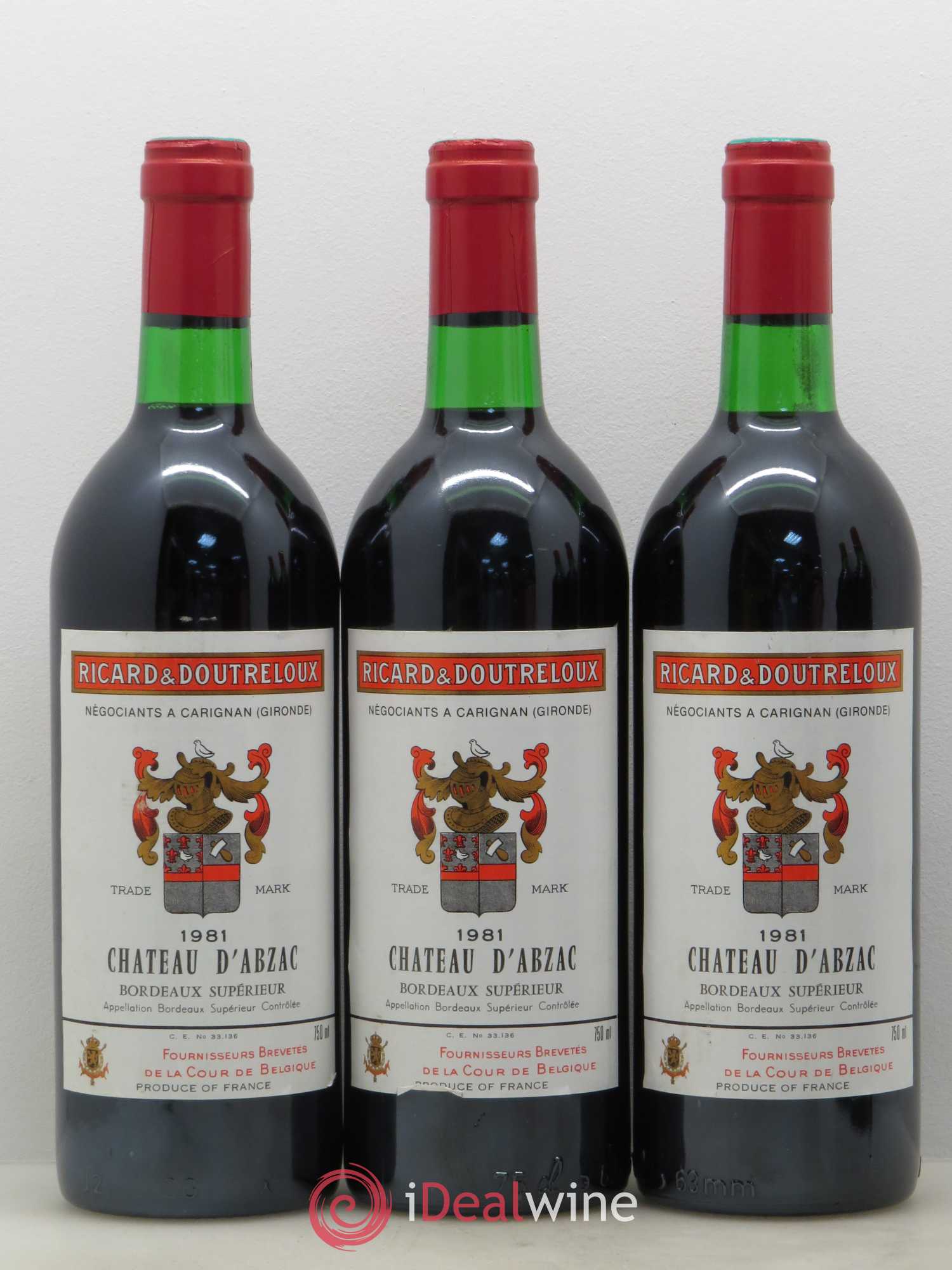 Bordeaux Supérieur Château d'Abzac (sans prix de réserve) 1981 - Lot de 5 bouteilles - 1