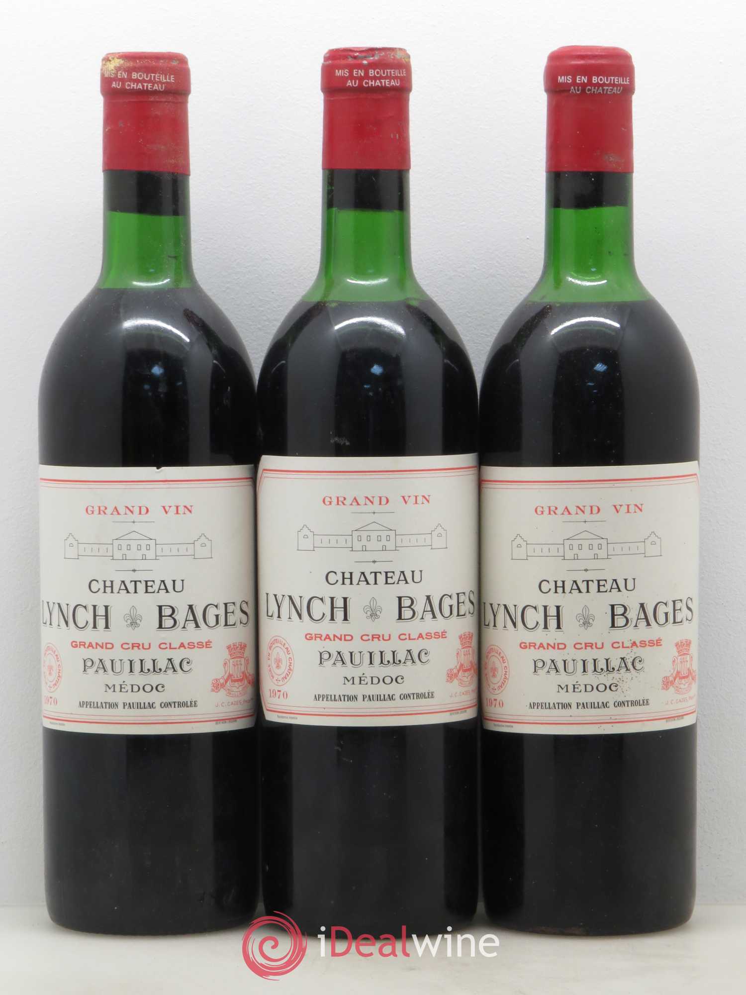Château Lynch Bages 5ème Grand Cru Classé 1970 - Lot de 3 bouteilles - 0