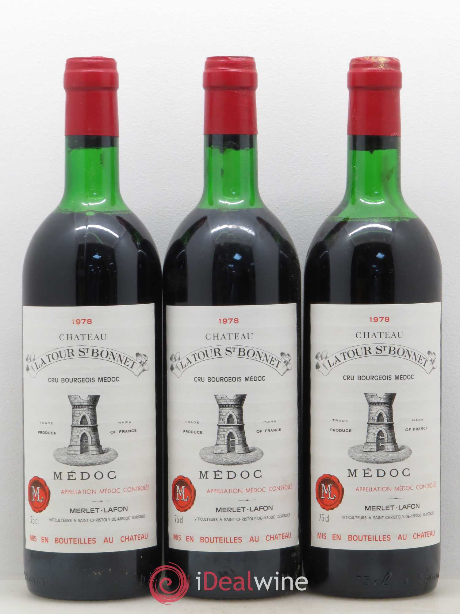 Château la Tour Saint-Bonnet Cru Bourgeois (sans prix de réserve) 1978 - Lot de 3 bouteilles - 0