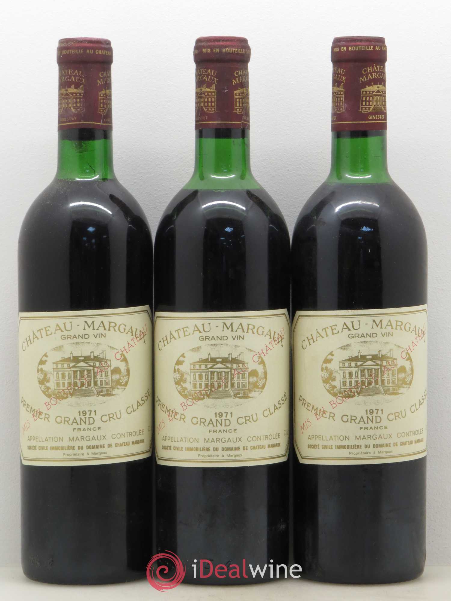Château Margaux 1er Grand Cru Classé 1971 - Lot de 3 bouteilles - 0