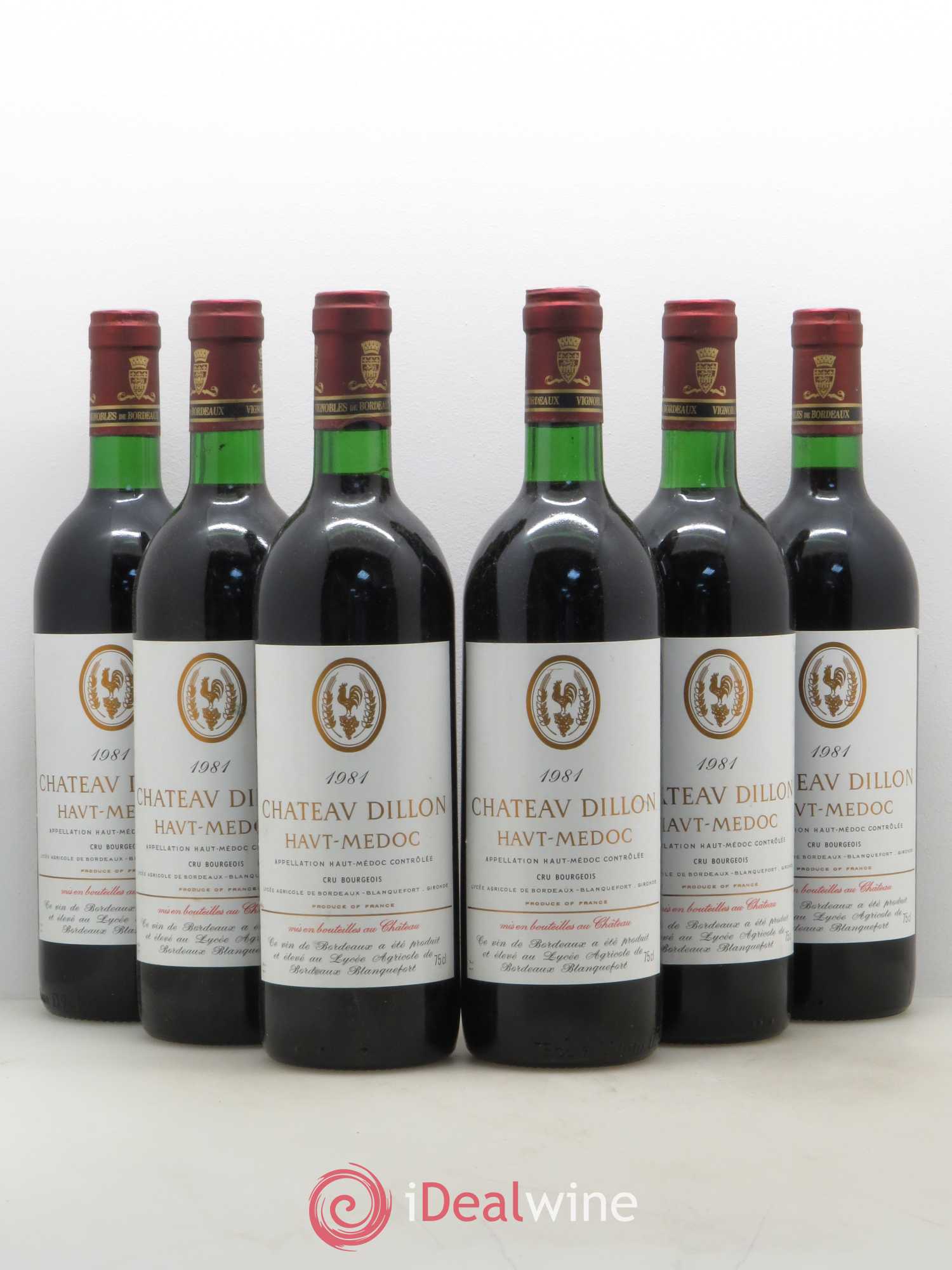 Château Dillon Cru Bourgeois (sans prix de réserve) 1981 - Lot de 6 bouteilles - 0