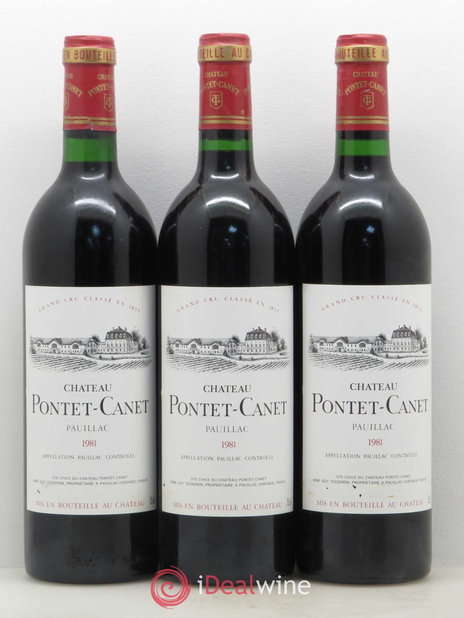 Château Pontet Canet 5ème Grand Cru Classé 1981 - Lot de 12 bouteilles - 1