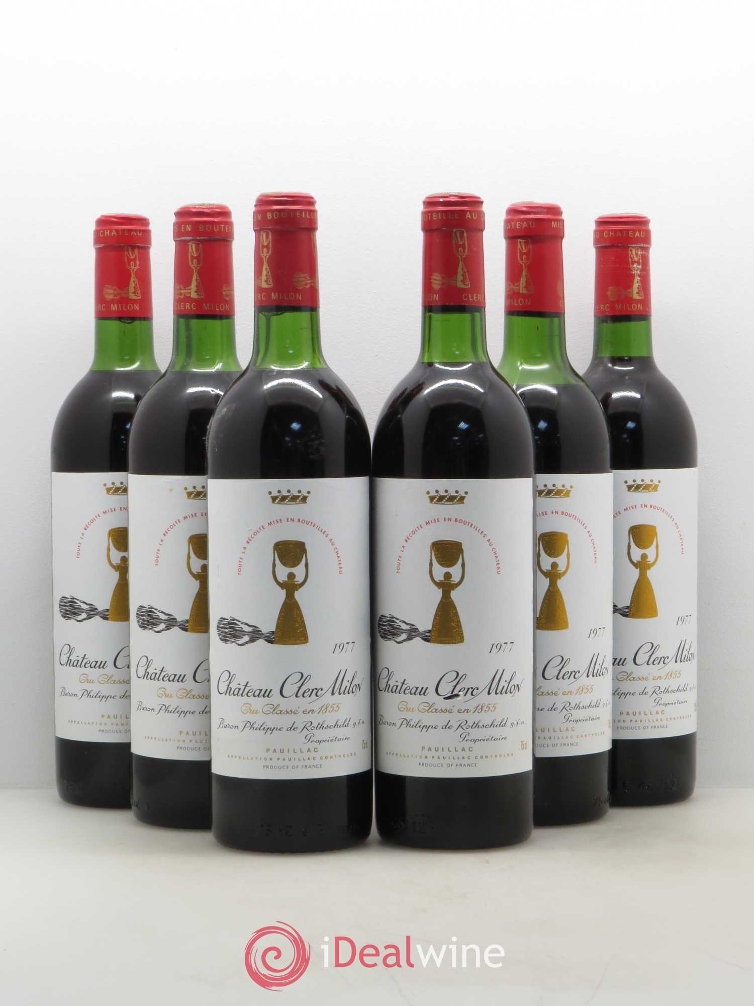 Château Clerc Milon 5ème Grand Cru Classé 1977 - Lot de 6 bouteilles - 0