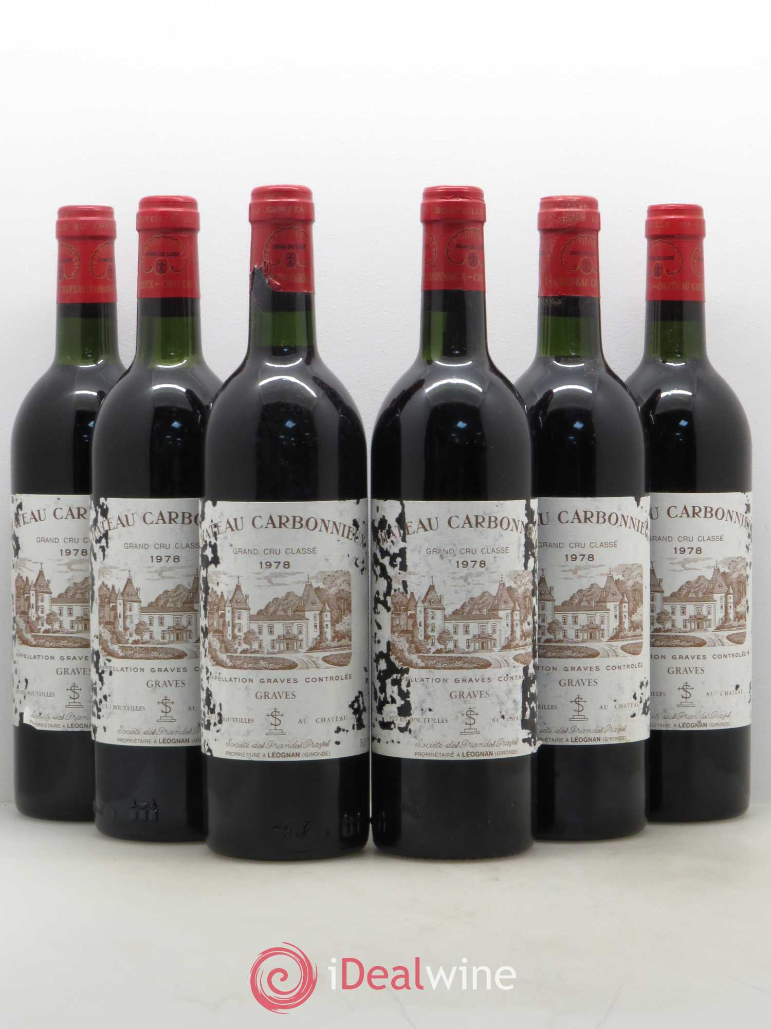 Château Carbonnieux Cru Classé de Graves 1978 - Lot de 6 bouteilles - 0