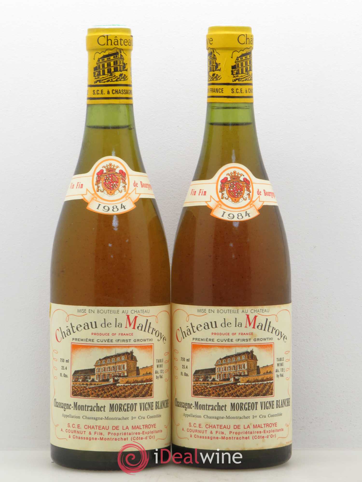 Chassagne-Montrachet 1er Cru Morgeot Vigne Blanche Château de la Maltroye Première cuvée 1984 - Lot de 2 bouteilles - 0