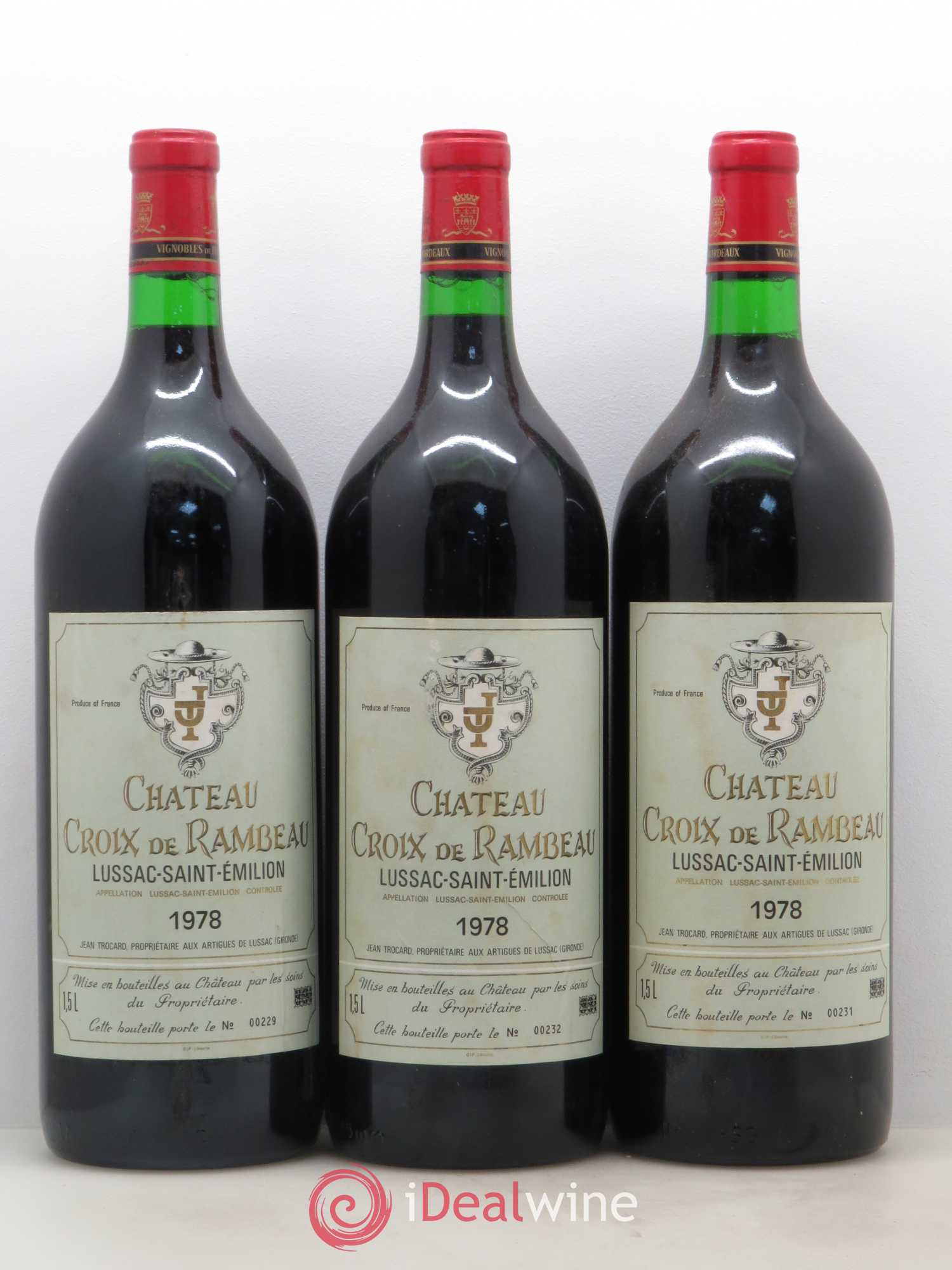 Bordeaux Lussac Saint Emilion Château Croix de Rambeau 1978 - Posten von 3 Magnum - 0