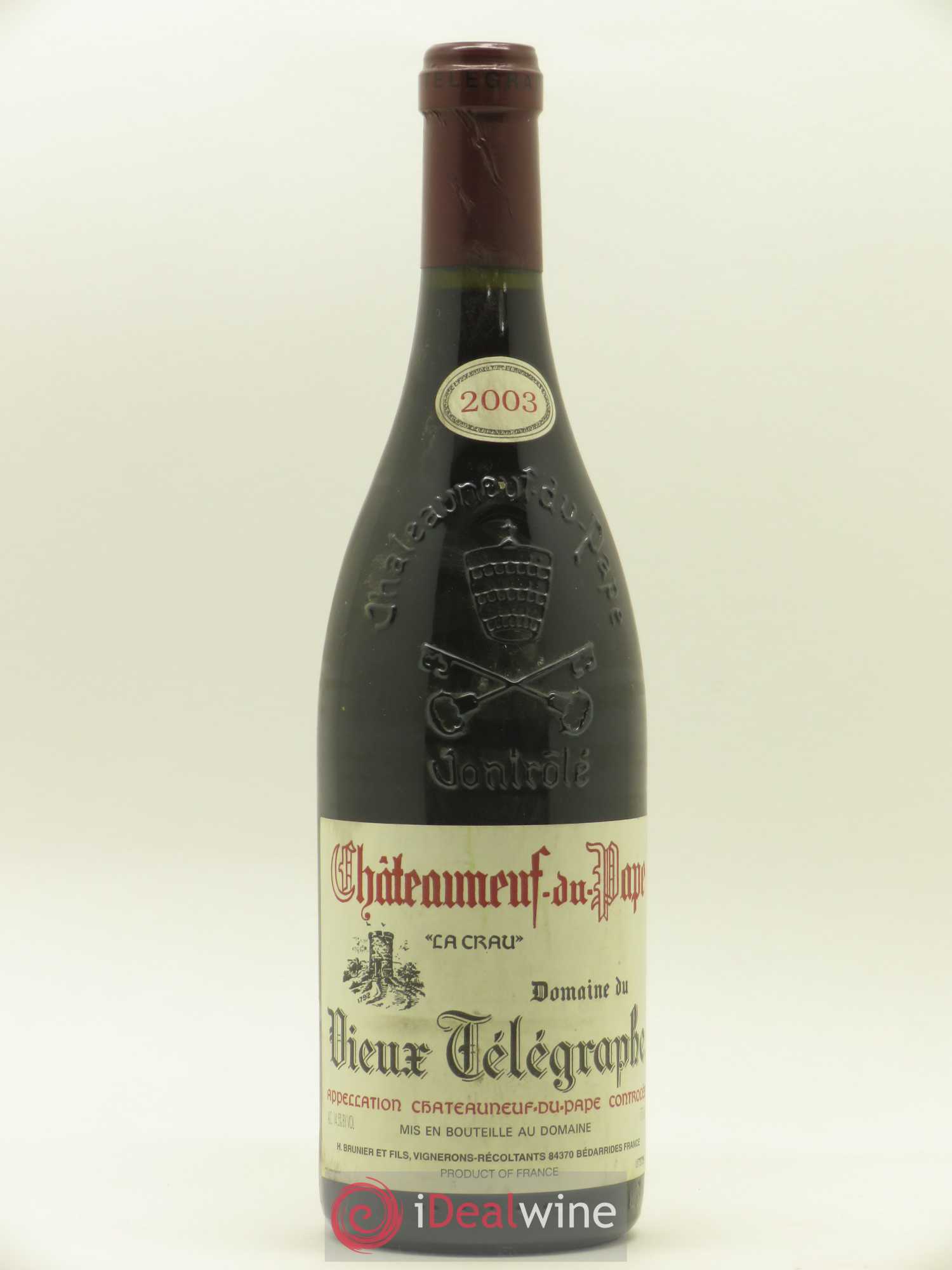 Châteauneuf-du-Pape Vieux Télégraphe (Domaine du) Vignobles Brunier 2003 - Lot de 1 bouteille - 0
