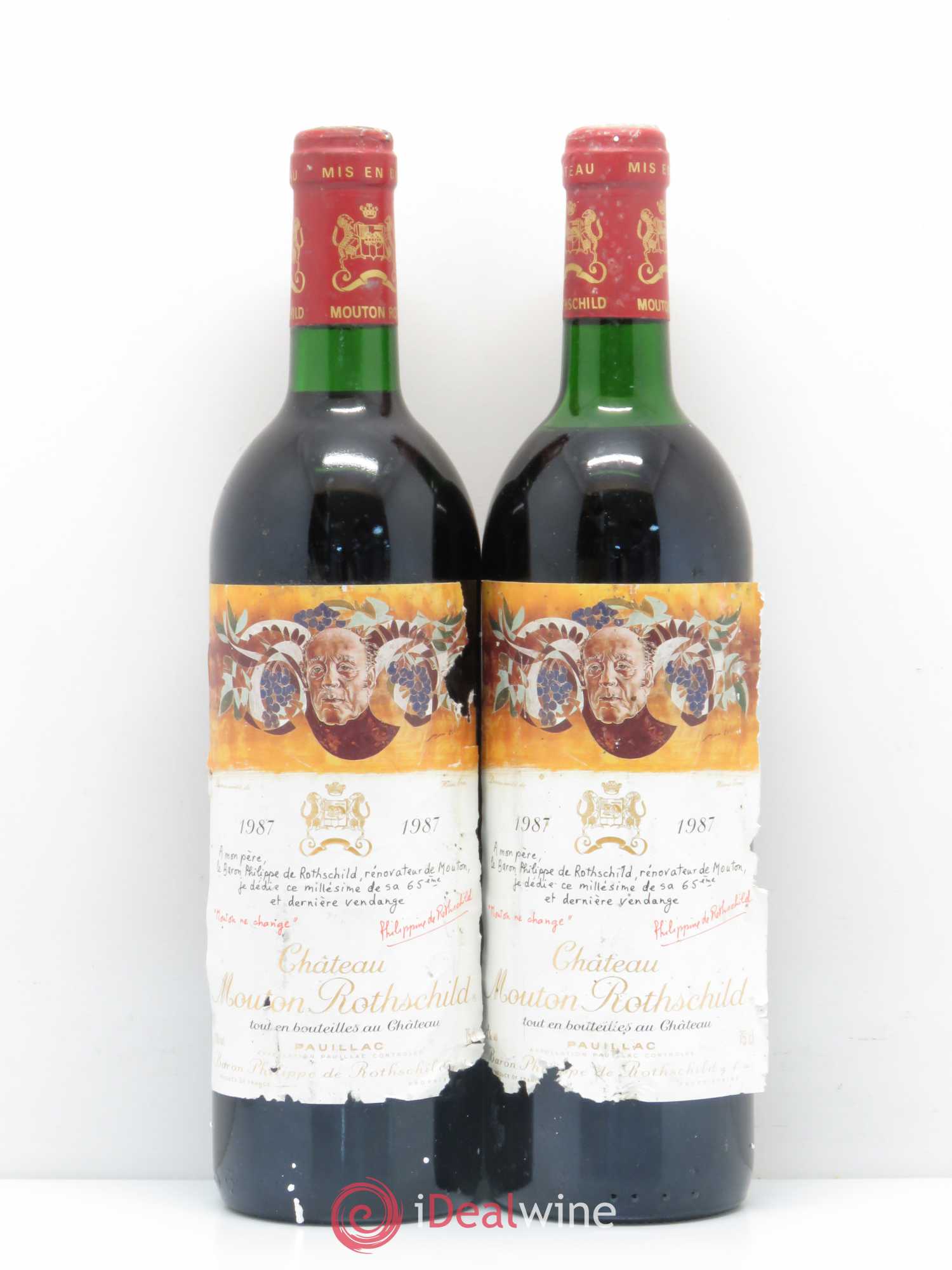 Château Mouton Rothschild 1er Grand Cru Classé (sans prix de réserve) 1987 - Lot de 2 bouteilles - 0