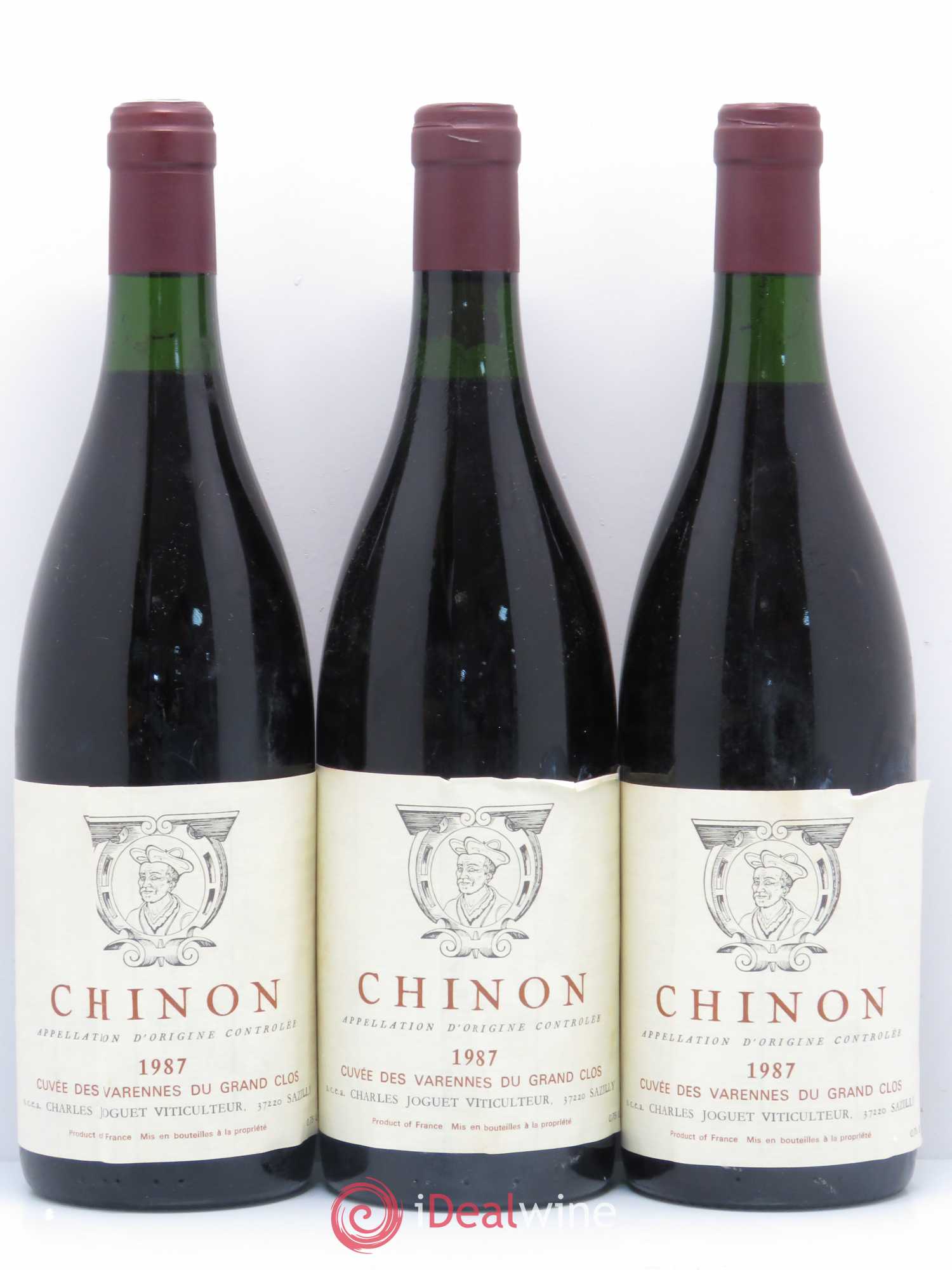 Chinon Les Varennes du Grand Clos Charles Joguet 1987 - Lot de 3 bouteilles - 0