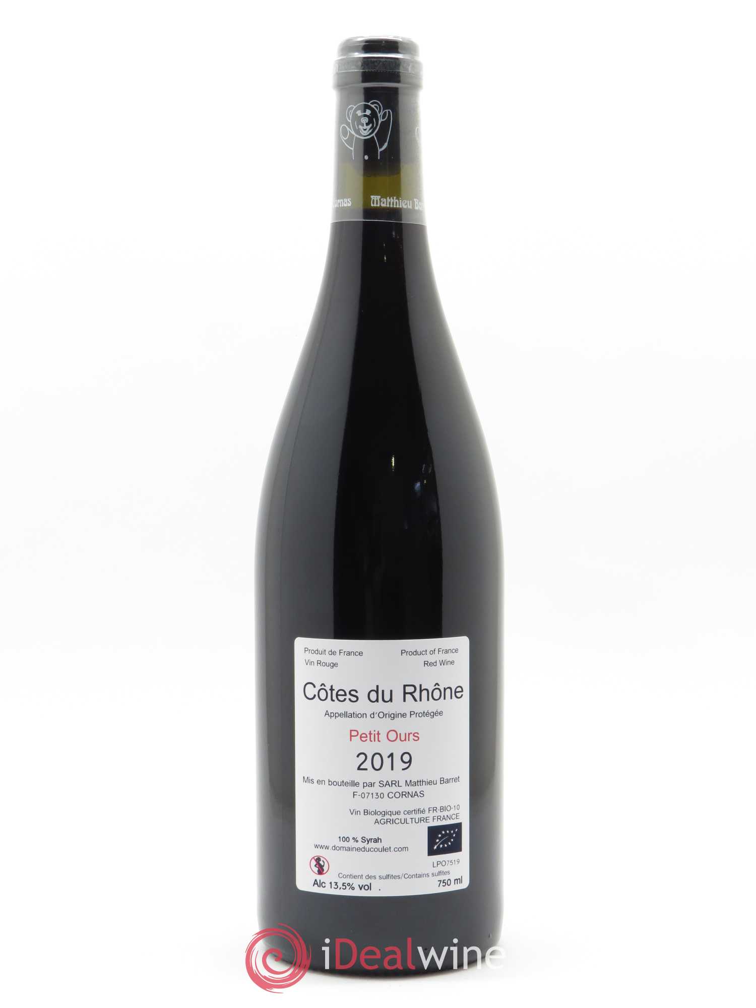 Côtes-du-Rhône Petit Ours Brun Coulet (Domaine du) - Matthieu Barret 2019 - Lot de 1 bouteille - 1