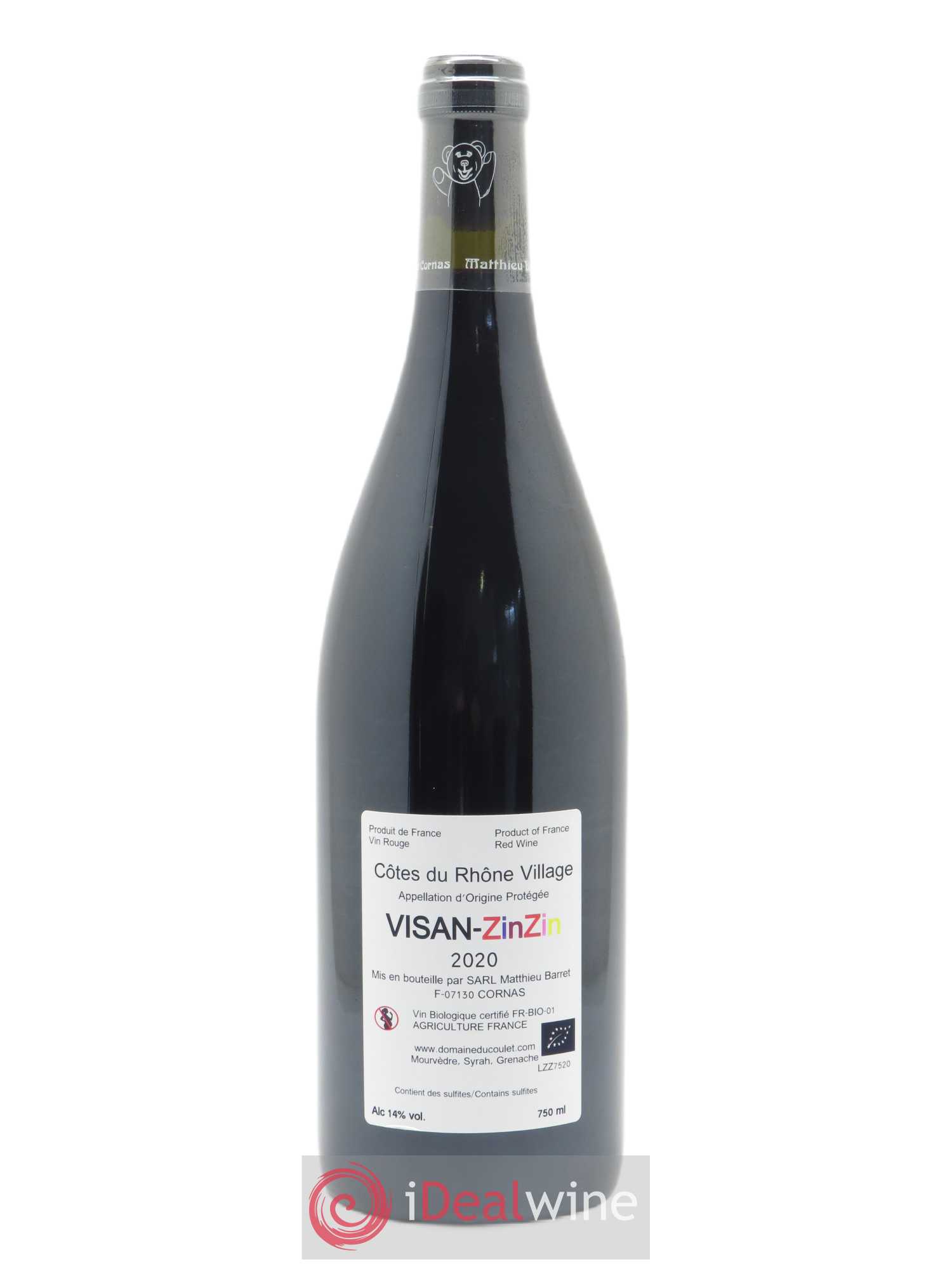 Côtes-du-Rhône-Villages Visan Zinzin Coulet (Domaine du) - Matthieu Barret 2020 - Lot de 1 bouteille - 1