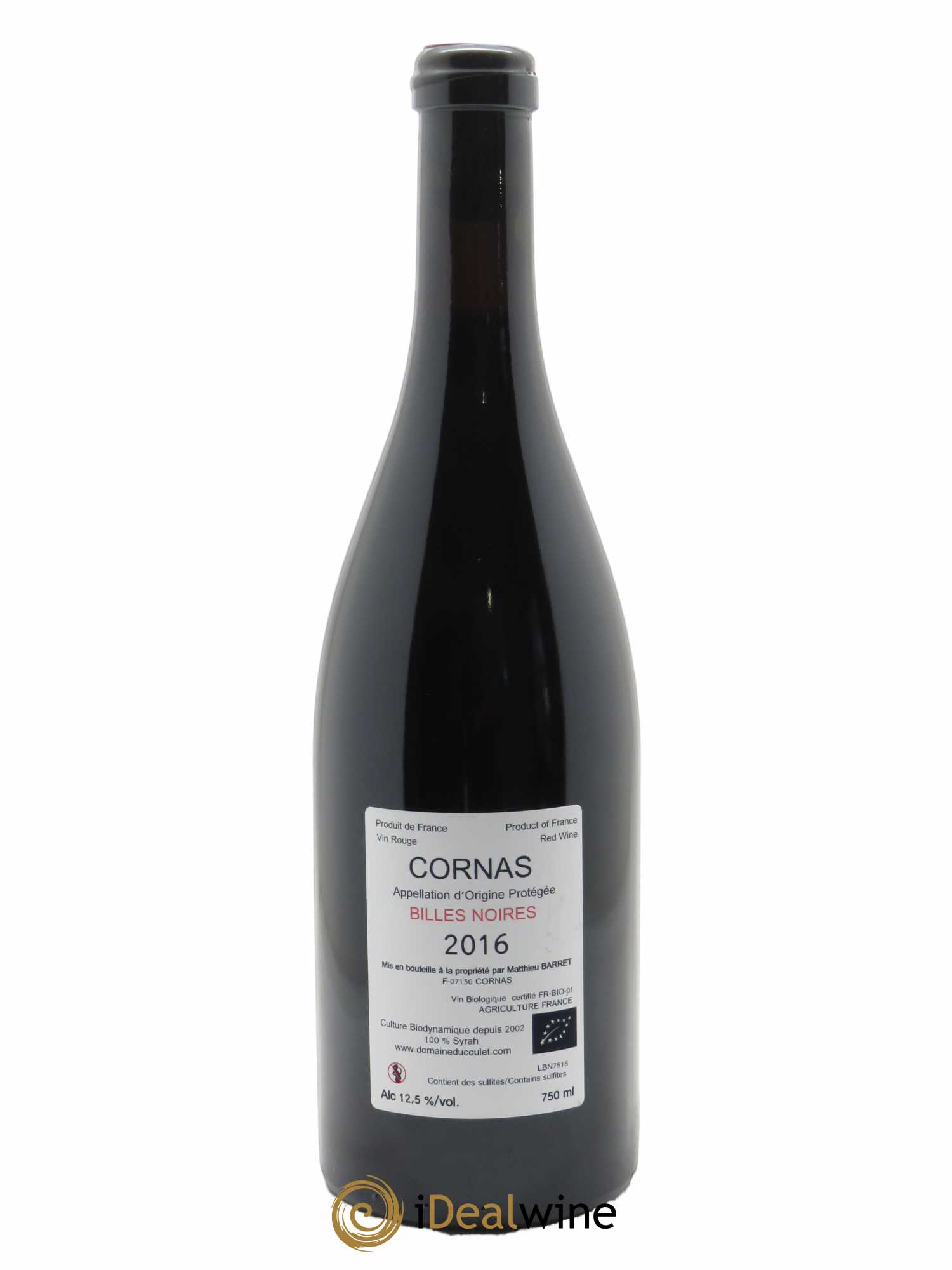 Cornas Billes Noires Réserve Coulet (Domaine du) - Matthieu Barret 2016 - Lot de 1 bouteille - 1