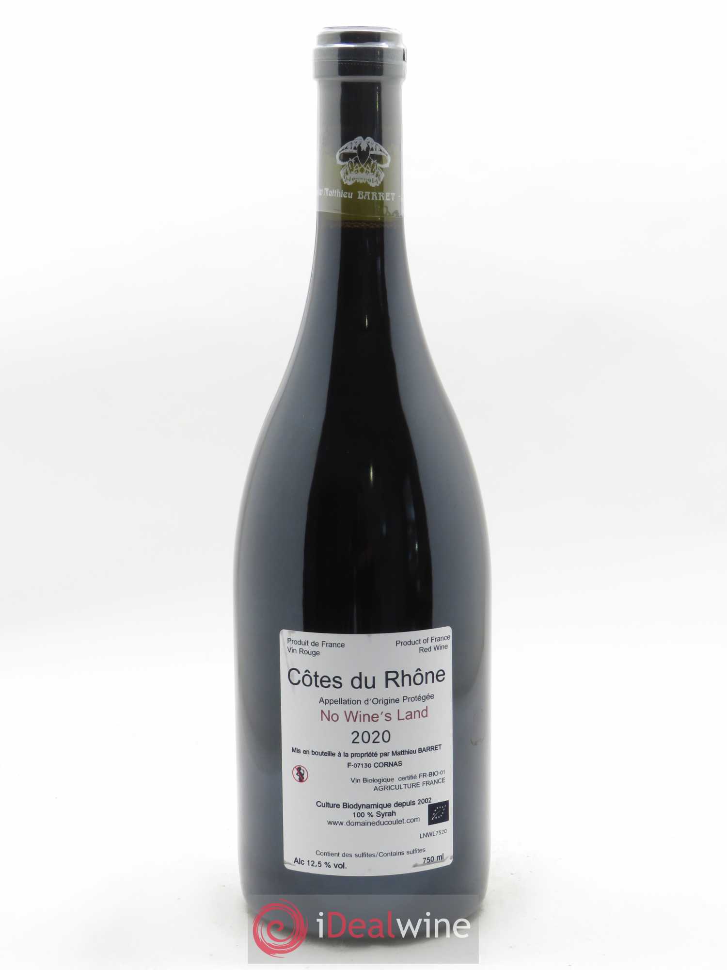 Côtes-du-Rhône No Wine's Land Coulet (Domaine du) - Matthieu Barret 2020 - Lot de 1 bouteille - 1