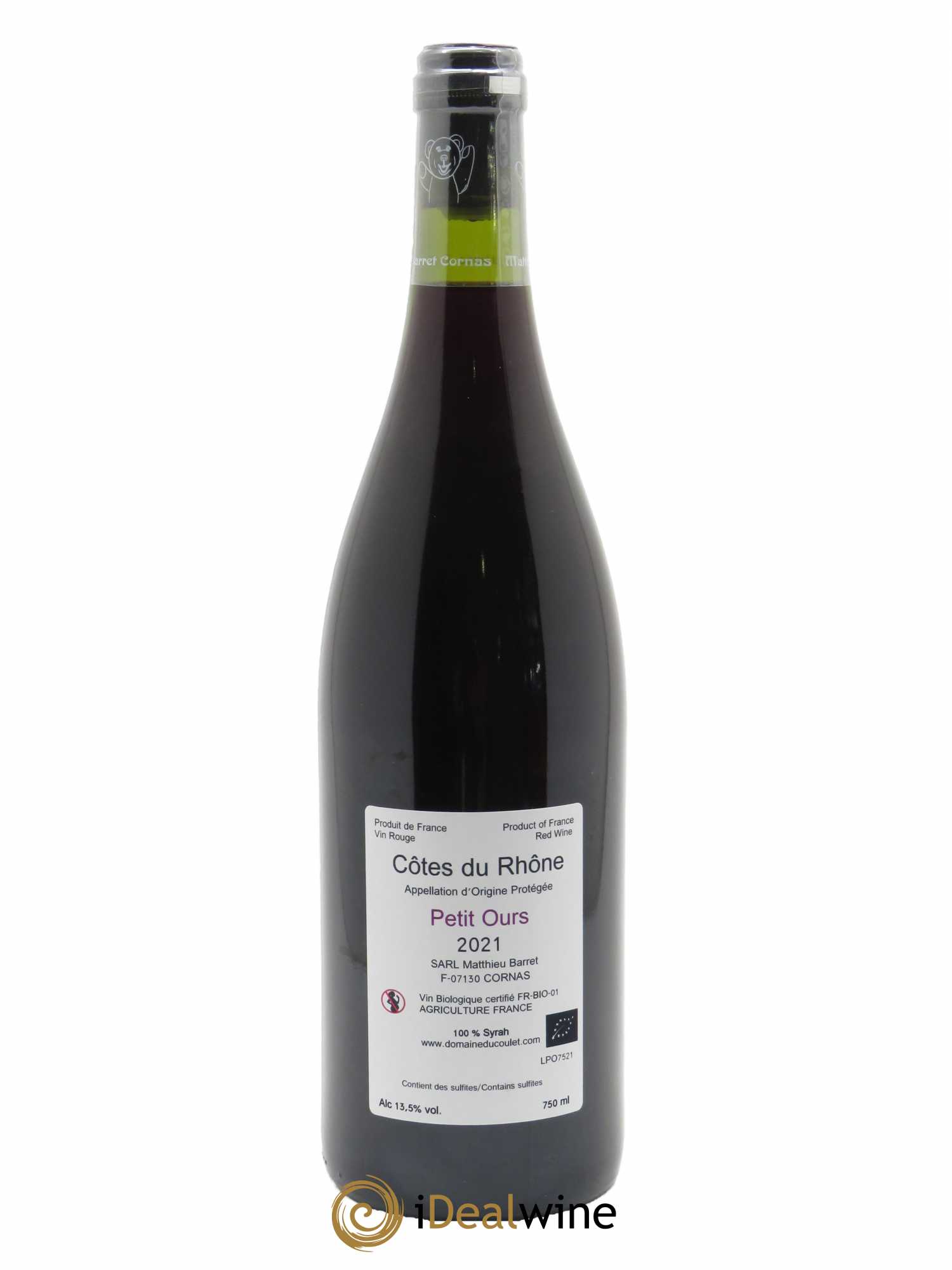 Côtes-du-Rhône Petit Ours Brun Coulet (Domaine du) - Matthieu Barret 2021 - Lot of 1 bottle - 1