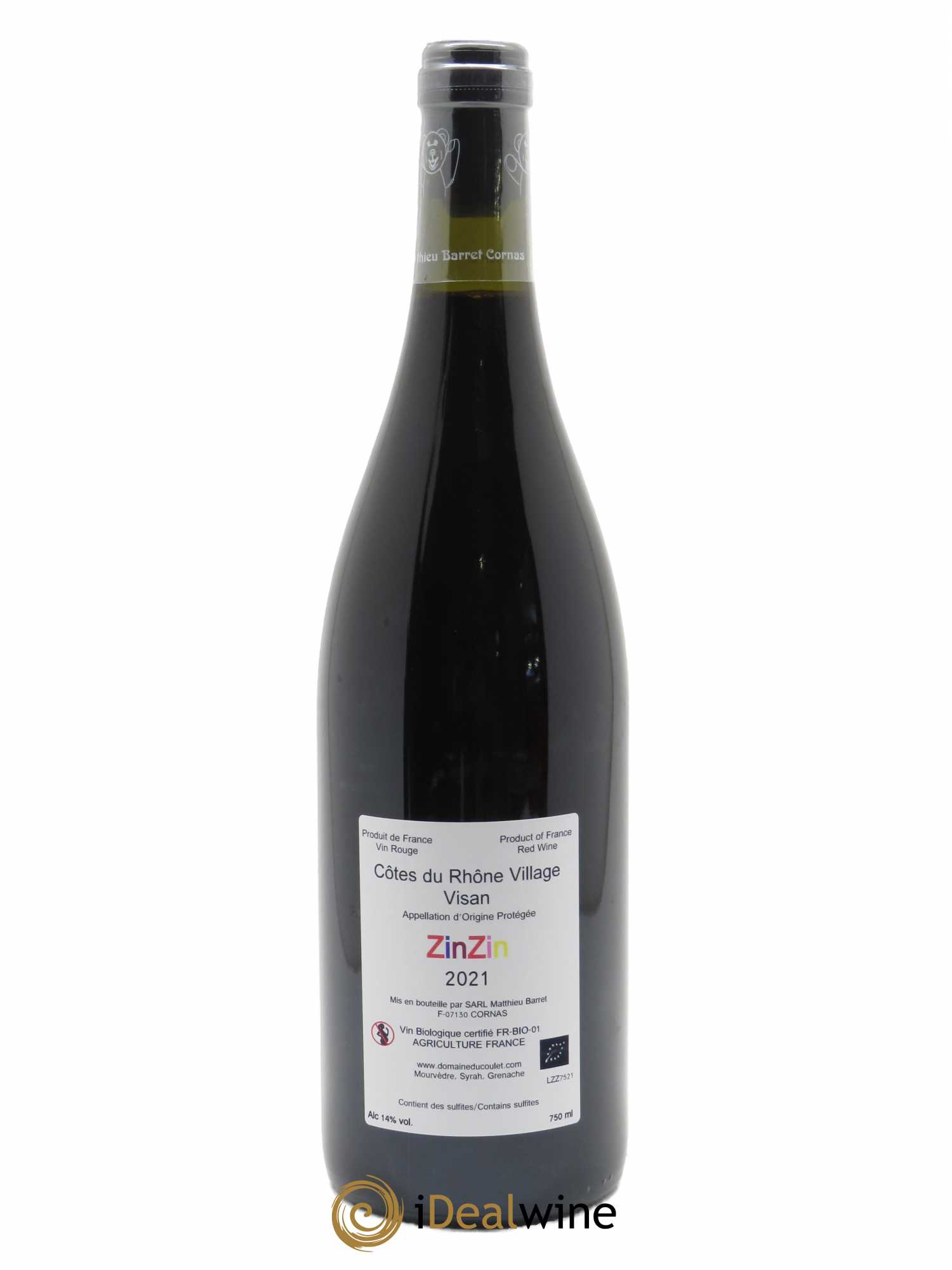 Côtes-du-Rhône-Villages Visan Zinzin Coulet (Domaine du) - Matthieu Barret 2021 - Lot of 1 bottle - 1