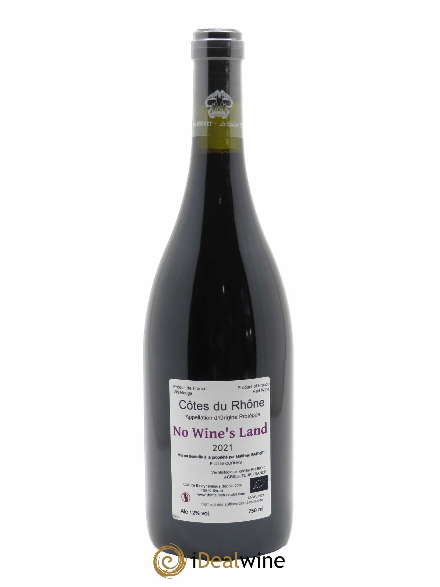 Côtes-du-Rhône No Wine's Land Coulet (Domaine du) - Matthieu Barret 2021 - Lot of 1 bottle - 1