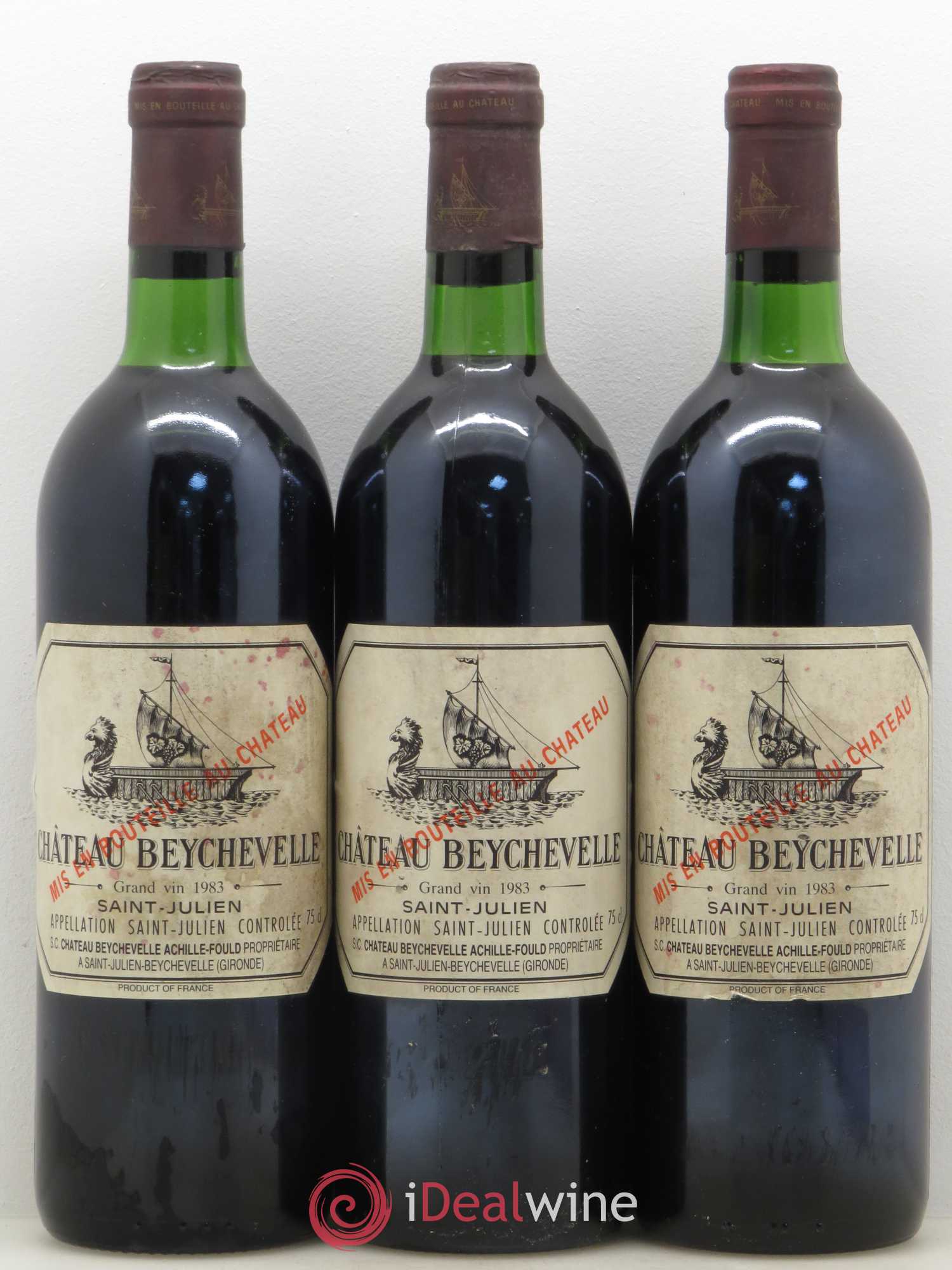 Château Beychevelle 4ème Grand Cru Classé 1983 - Lot de 3 bouteilles - 0