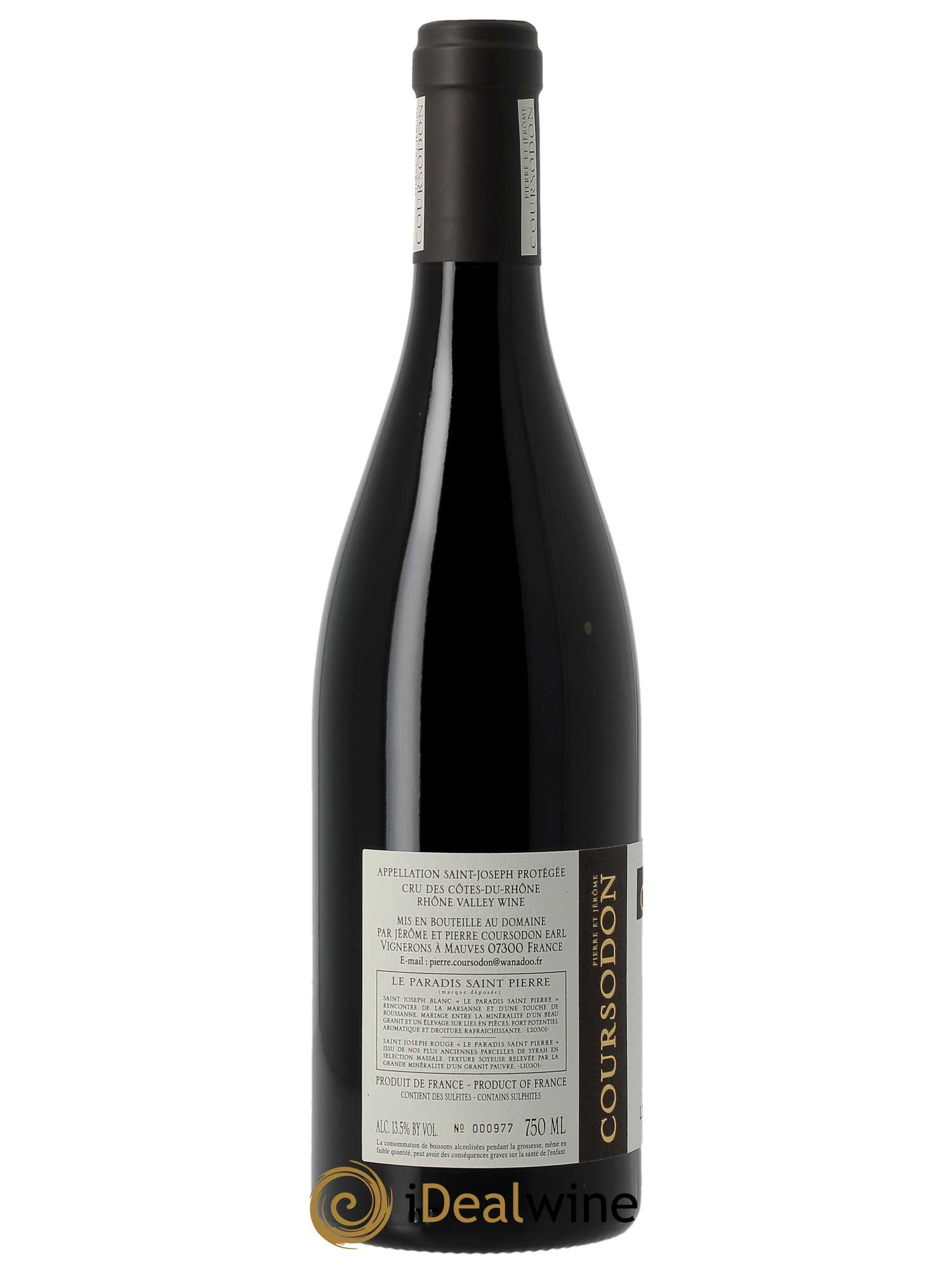 Saint-Joseph Le Paradis Saint-Pierre Pierre et Jérôme Coursodon  2022 - Lot de 1 bouteille - 1