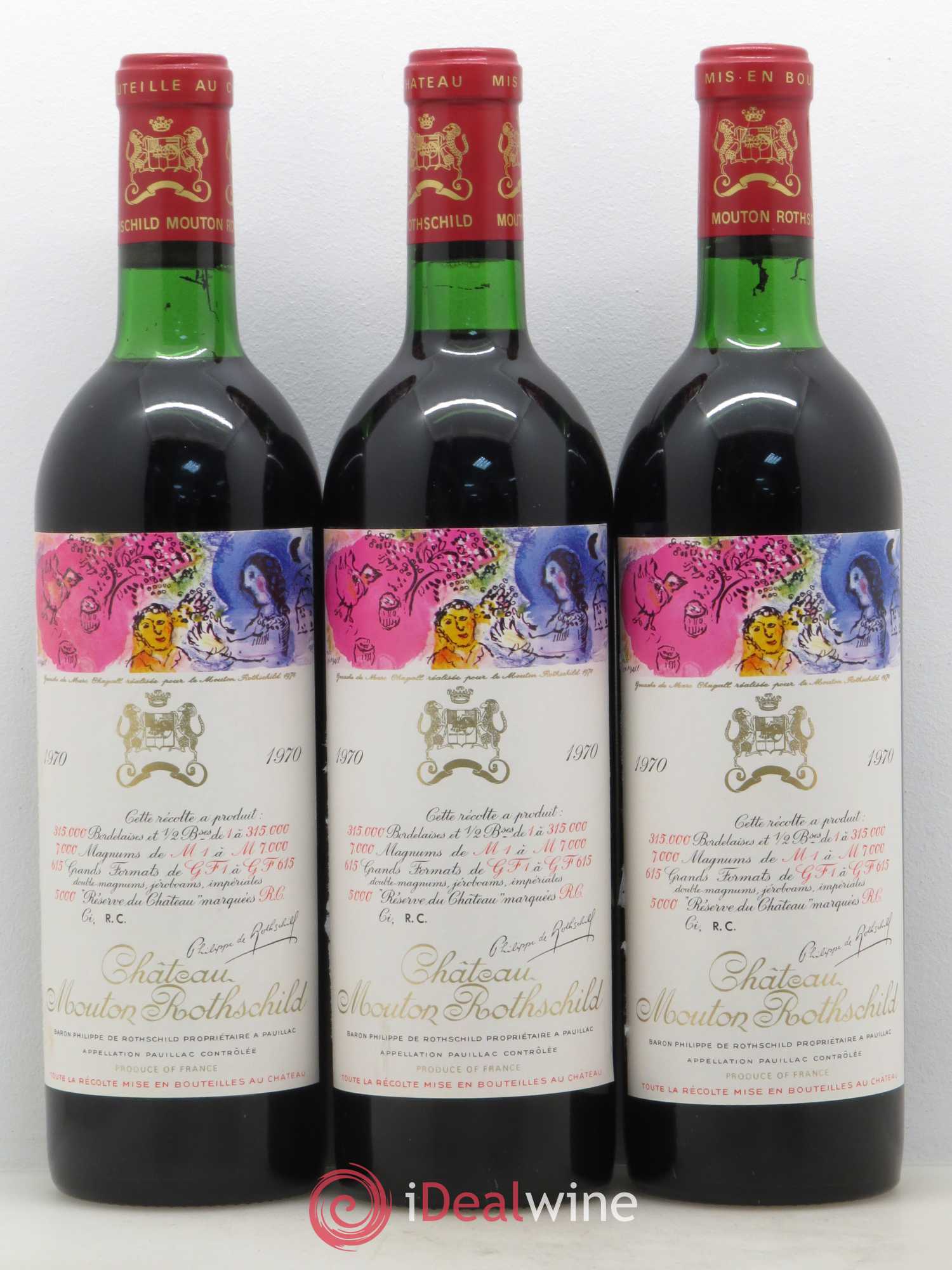 Château Mouton Rothschild 1er Grand Cru Classé Réserve du Château  1970 - Lot of 12 bottles - 2