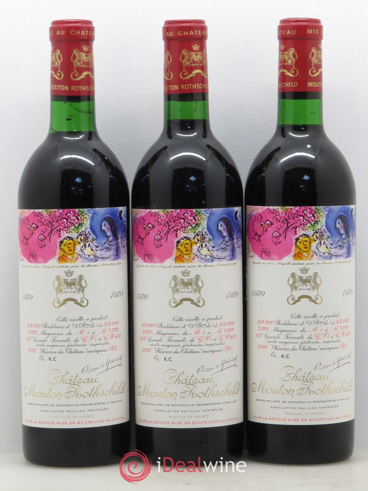 Château Mouton Rothschild 1er Grand Cru Classé Réserve du Château  1970 - Lot of 12 bottles - 3