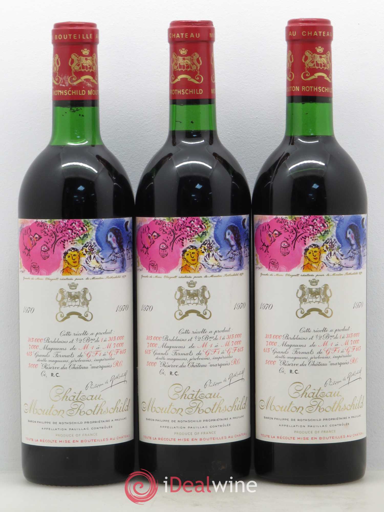 Château Mouton Rothschild 1er Grand Cru Classé Réserve du Château  1970 - Lot of 12 bottles - 4
