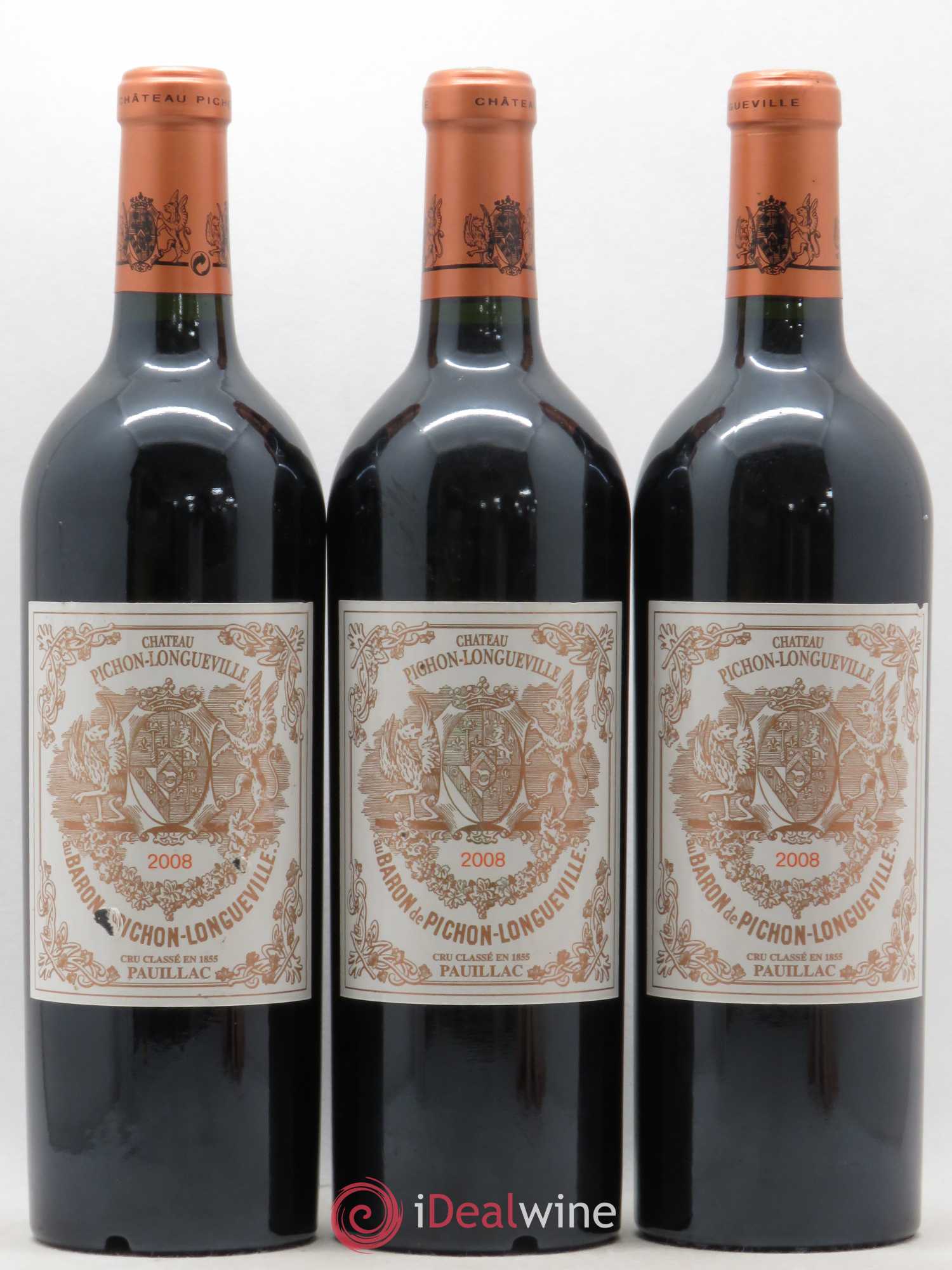 Pichon Longueville Baron 2ème Grand Cru Classé 2008 - Lot de 3 bouteilles - 0