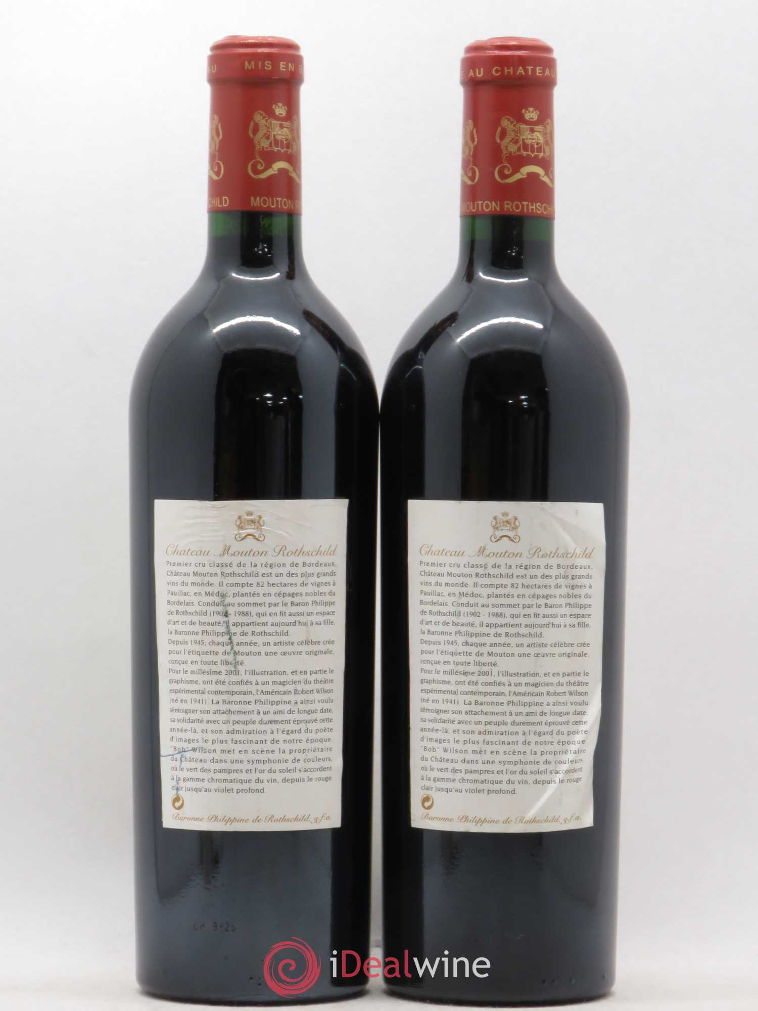 Château Mouton Rothschild 1er Grand Cru Classé 2001 - Lot de 2 bouteilles - 1