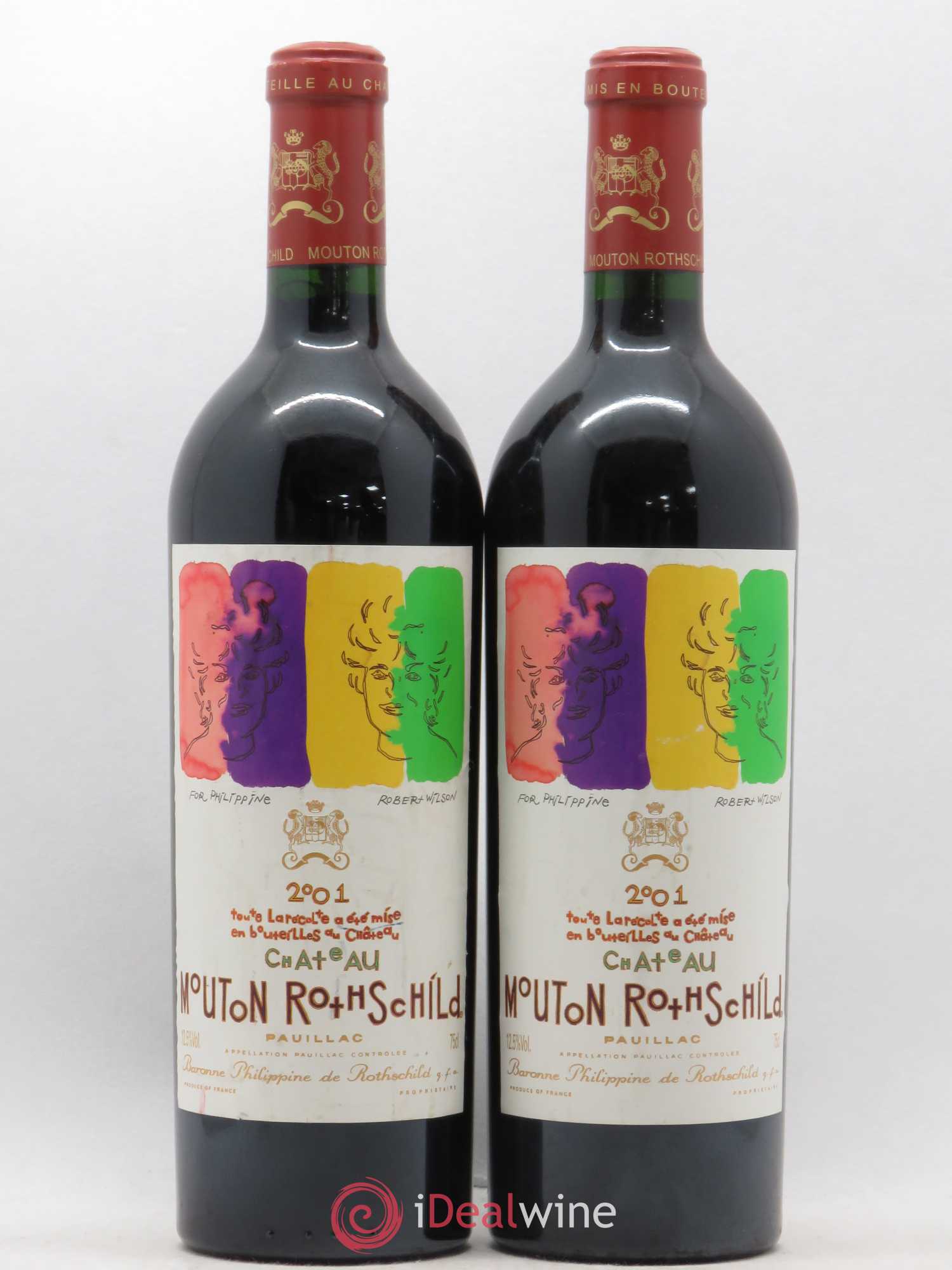 Château Mouton Rothschild 1er Grand Cru Classé 2001 - Lot de 2 bouteilles - 0
