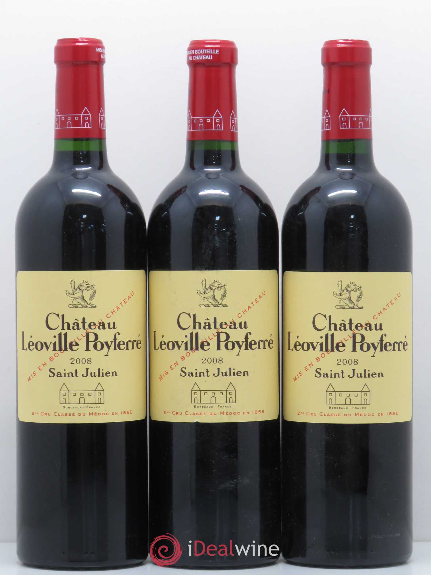 Château Léoville Poyferré 2ème Grand Cru Classé 2008 - Lot de 3 bouteilles - 0