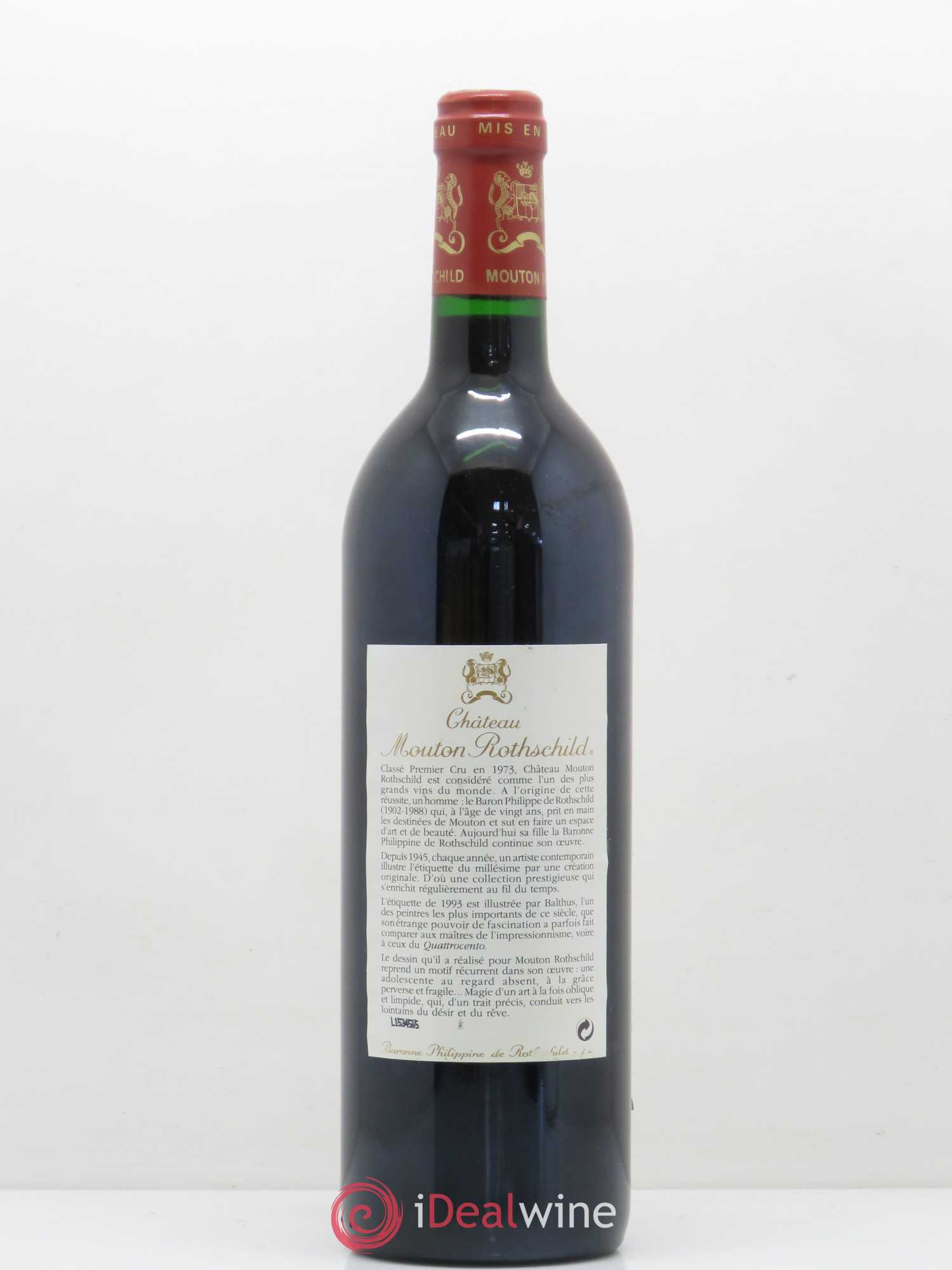 Château Mouton Rothschild 1er Grand Cru Classé 1993 - Lot de 1 bouteille - 1