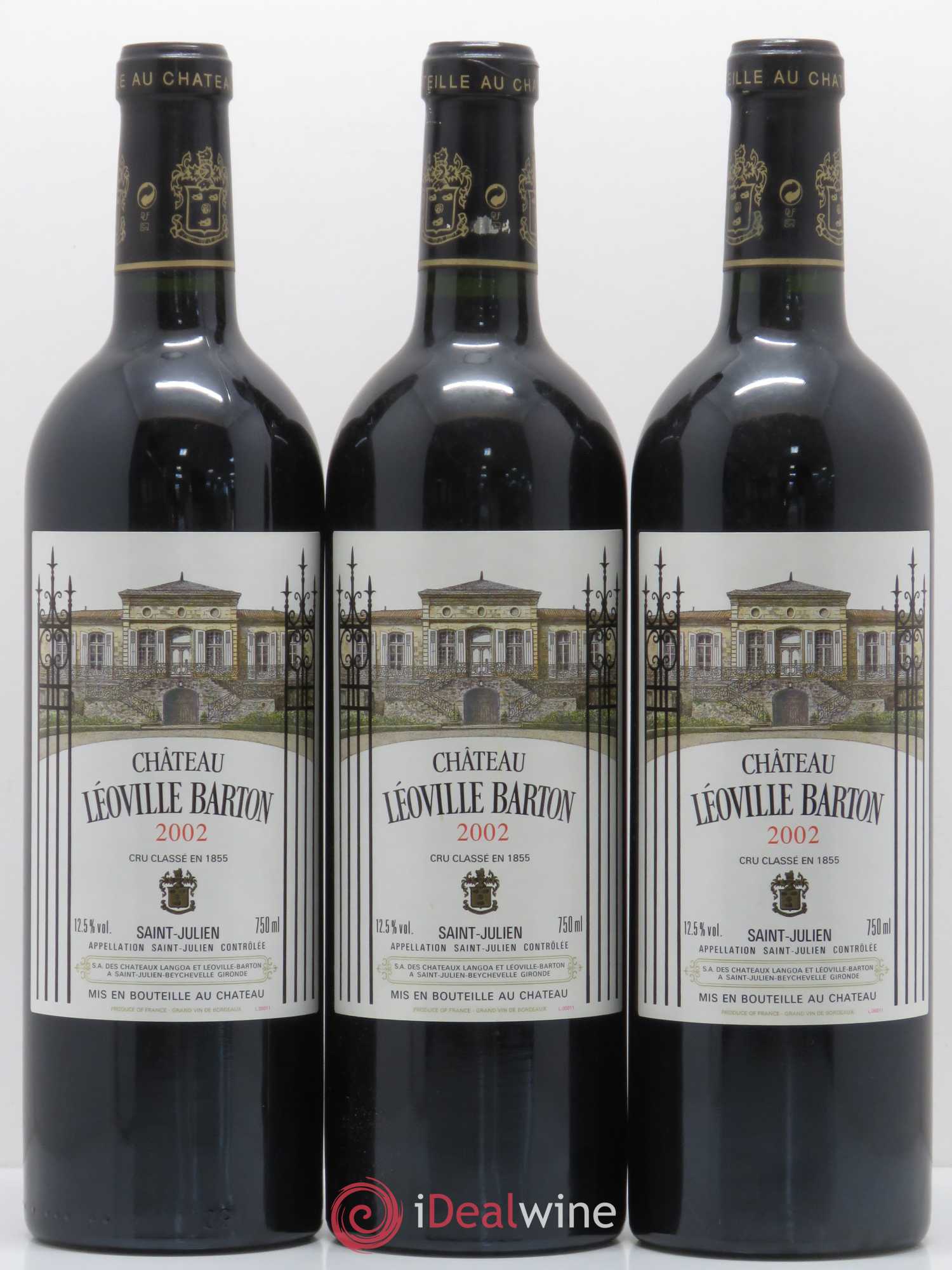 Château Léoville Barton 2ème Grand Cru Classé 2002 - Lot de 3 bouteilles - 0