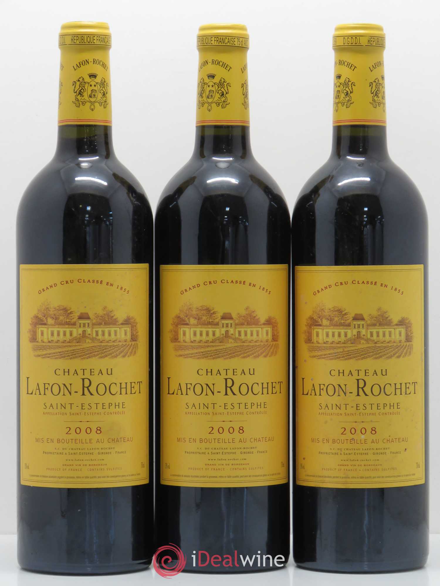 Château Lafon Rochet 4ème Grand Cru Classé 2008 - Lot de 3 bouteilles - 0