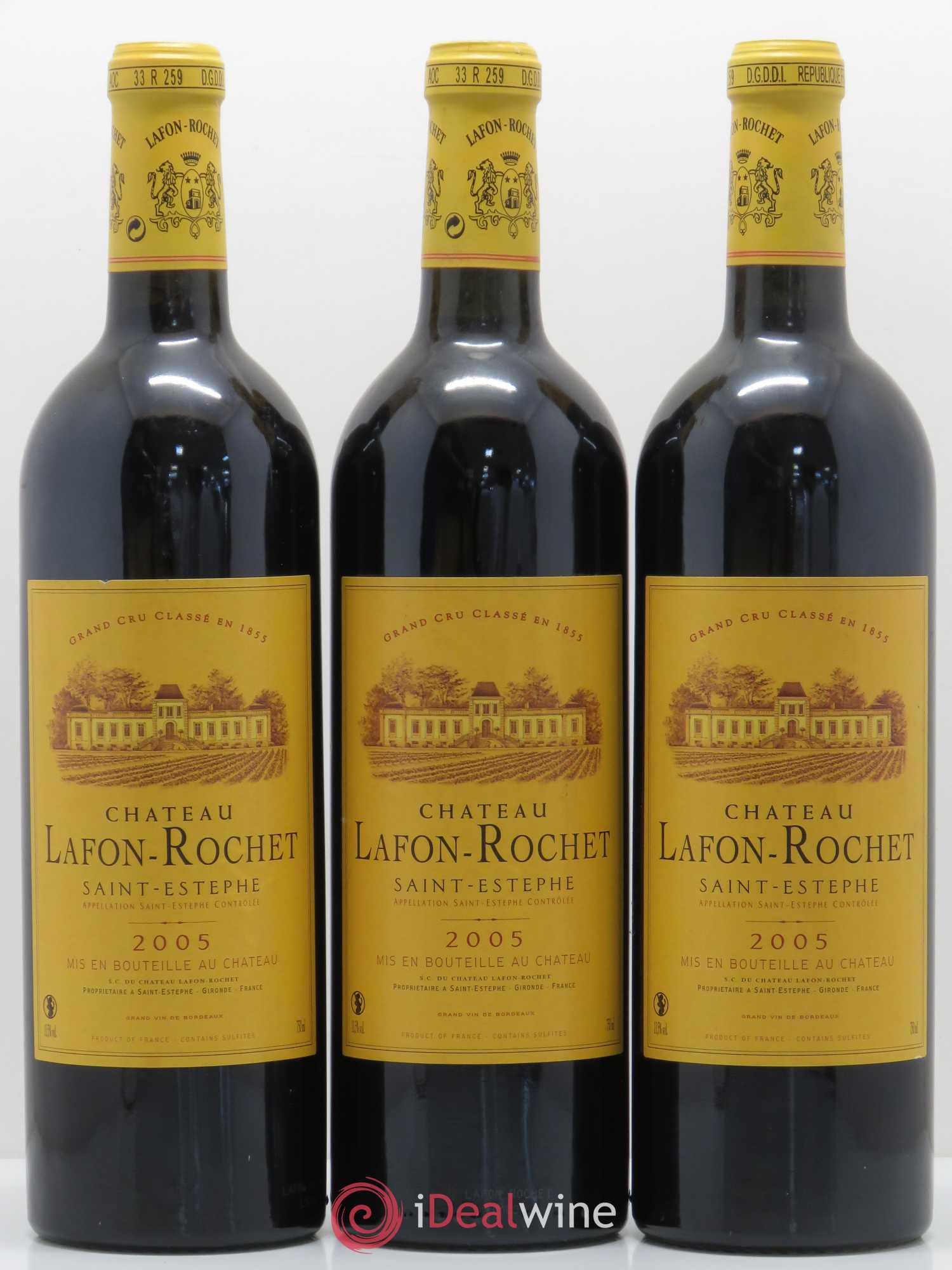Château Lafon Rochet 4ème Grand Cru Classé 2005 - Lot de 3 bouteilles - 0