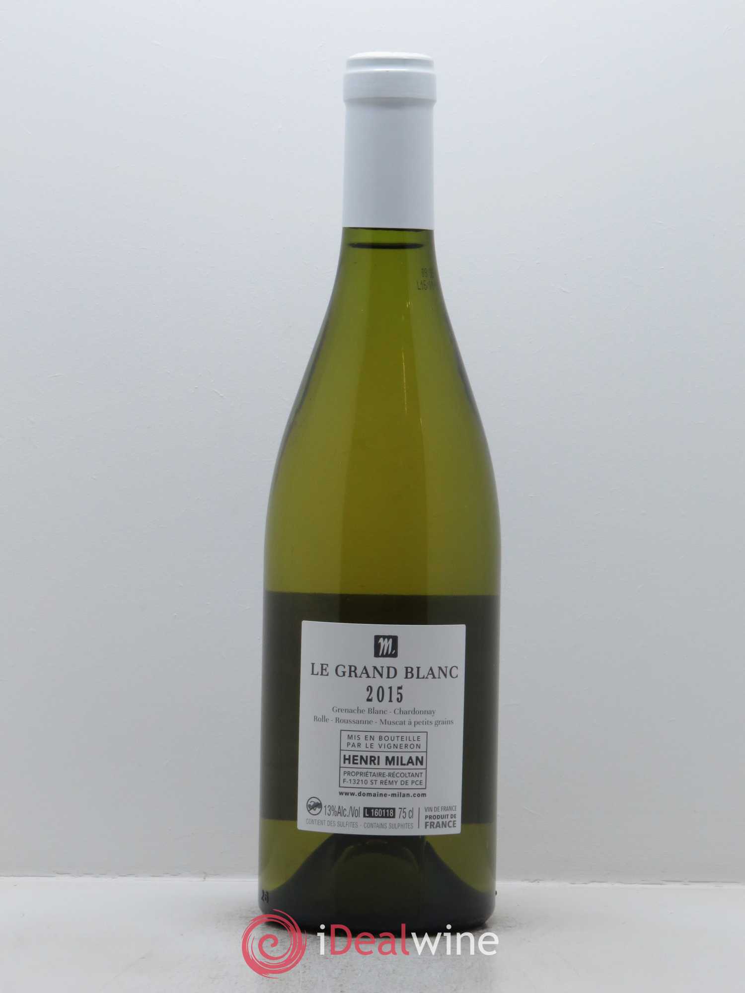 Vin de France Le Grand Blanc Henri Milan 2015 - Lot de 1 bouteille - 1